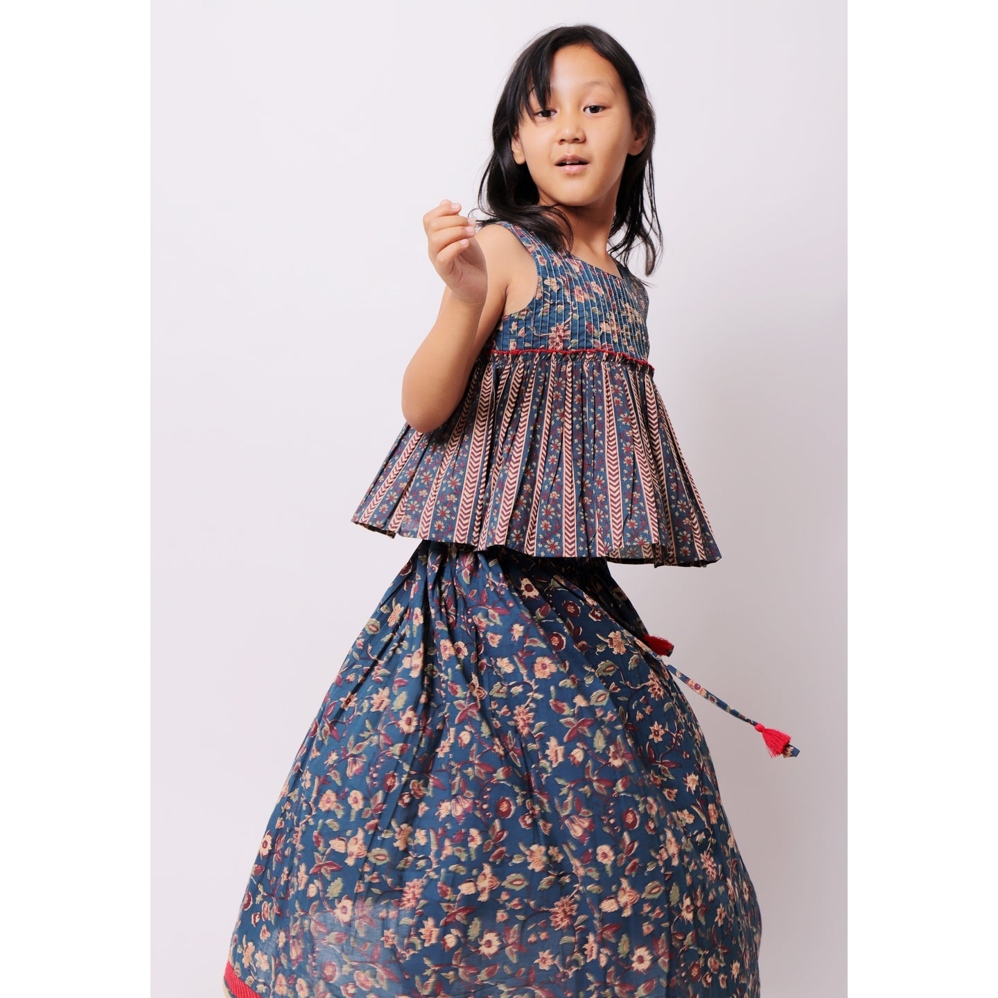 Pom Jaal Teal Lehenga Choli set