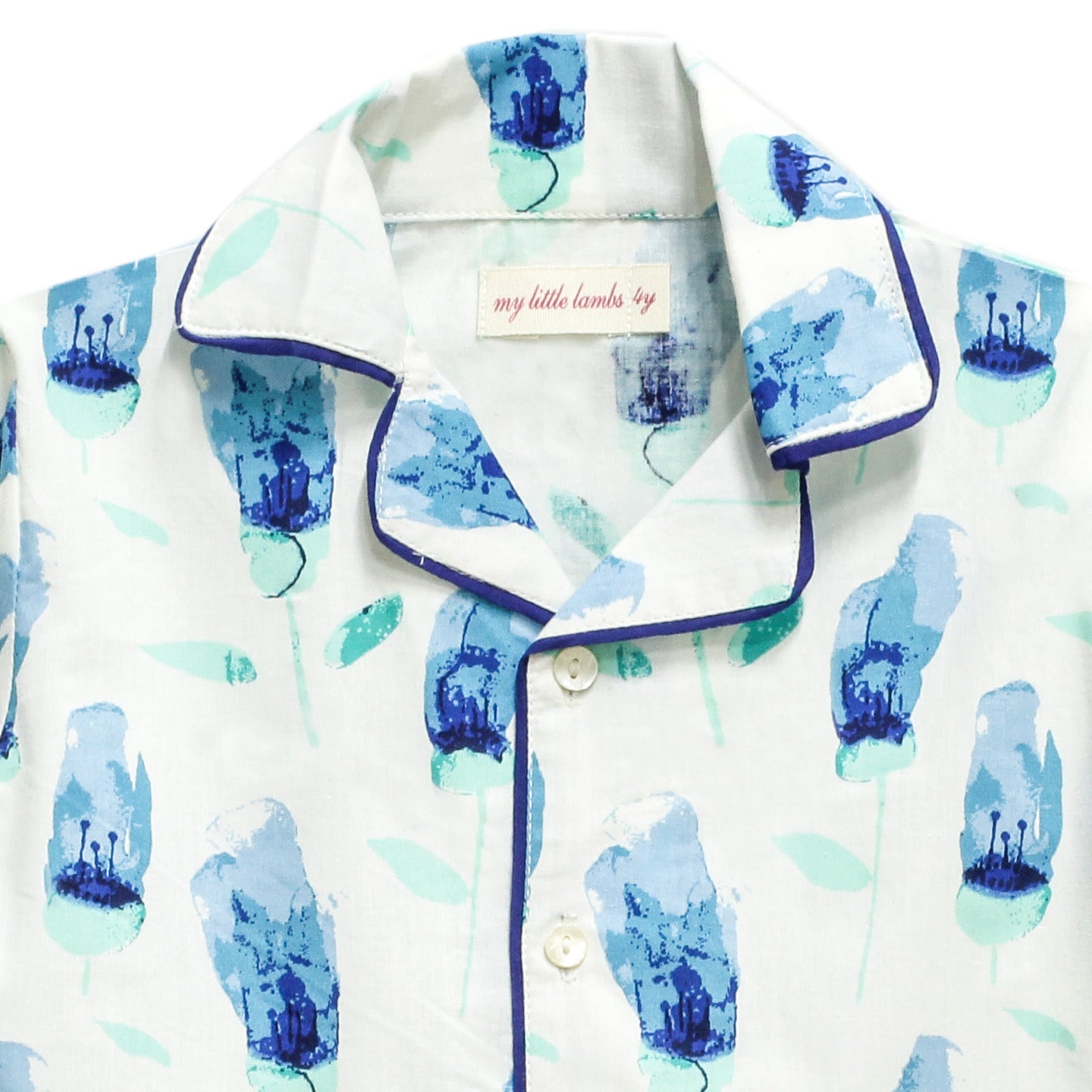 Printed Girl's Night Suit Tulip Blue