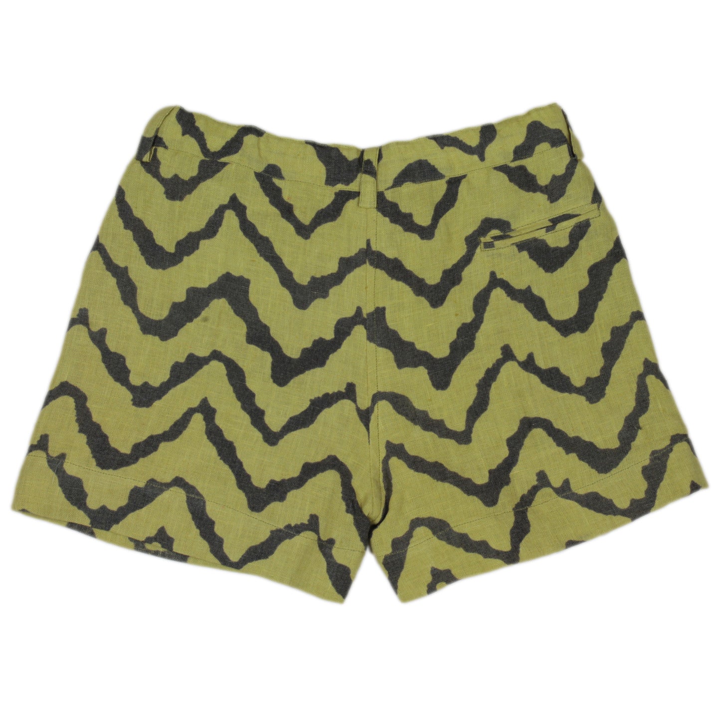 Linen Girls Printed Shorts Zig Zag Green