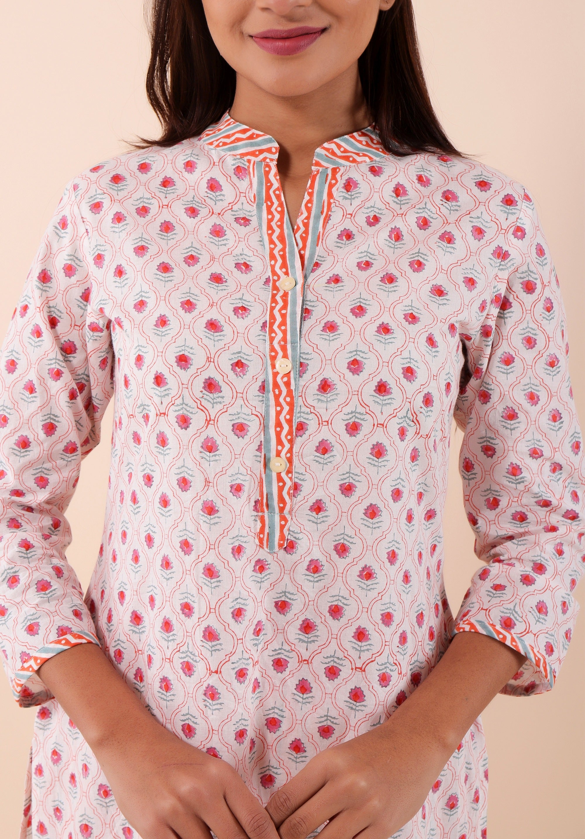 Women Kurta Set Mughal Pink