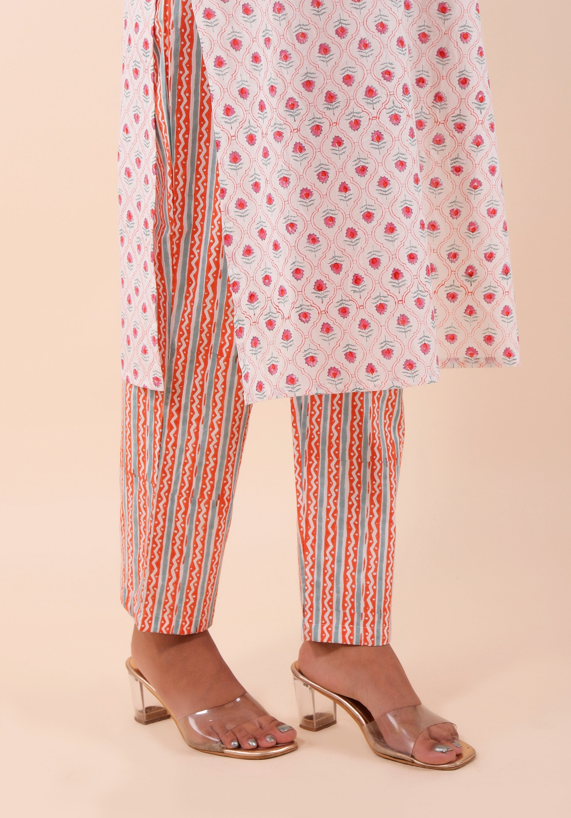 Women Kurta Set Mughal Pink