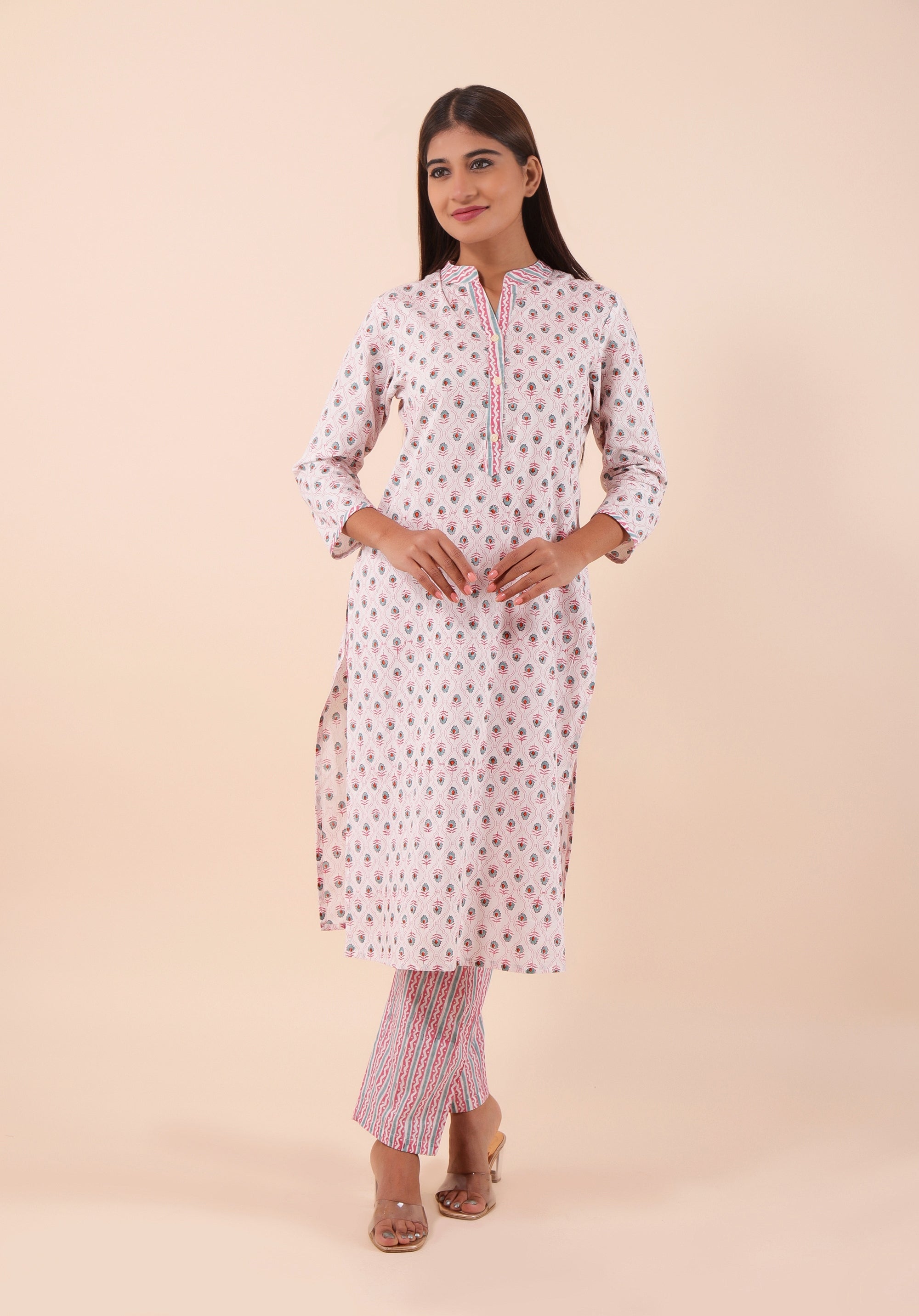 Women Kurta Set Mughal Teal