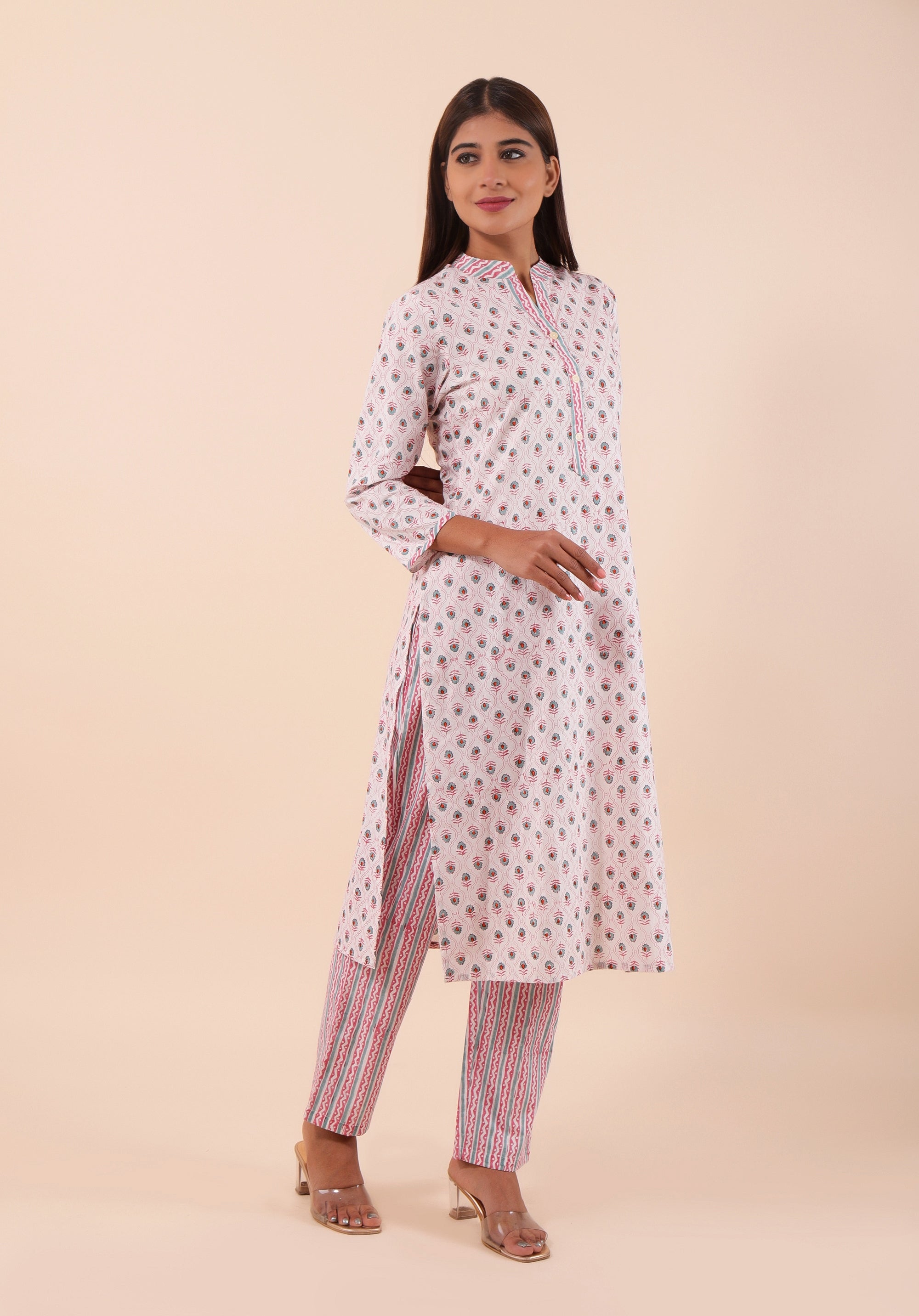 Women Kurta Set Mughal Teal