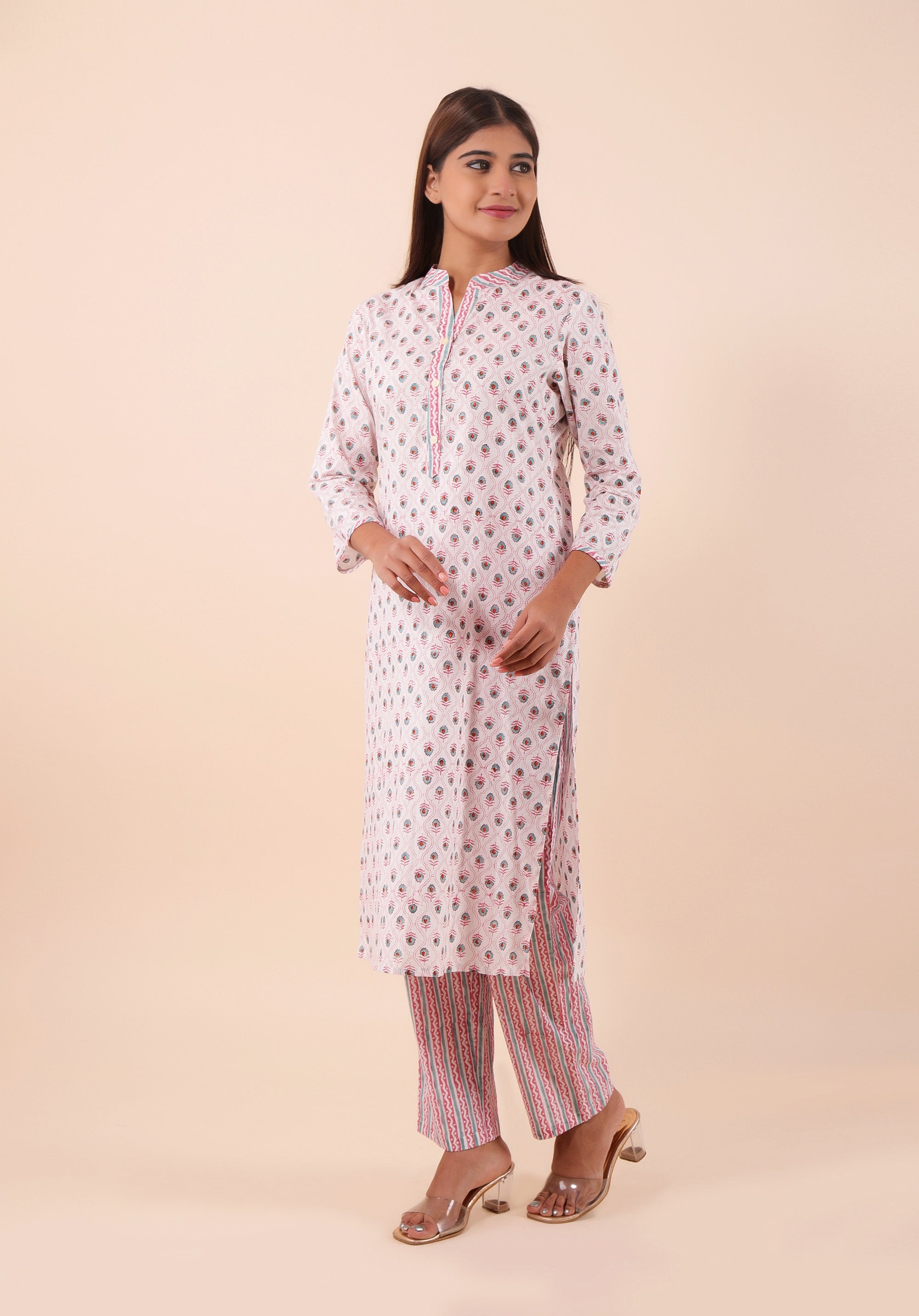 Women Kurta Set Mughal Teal