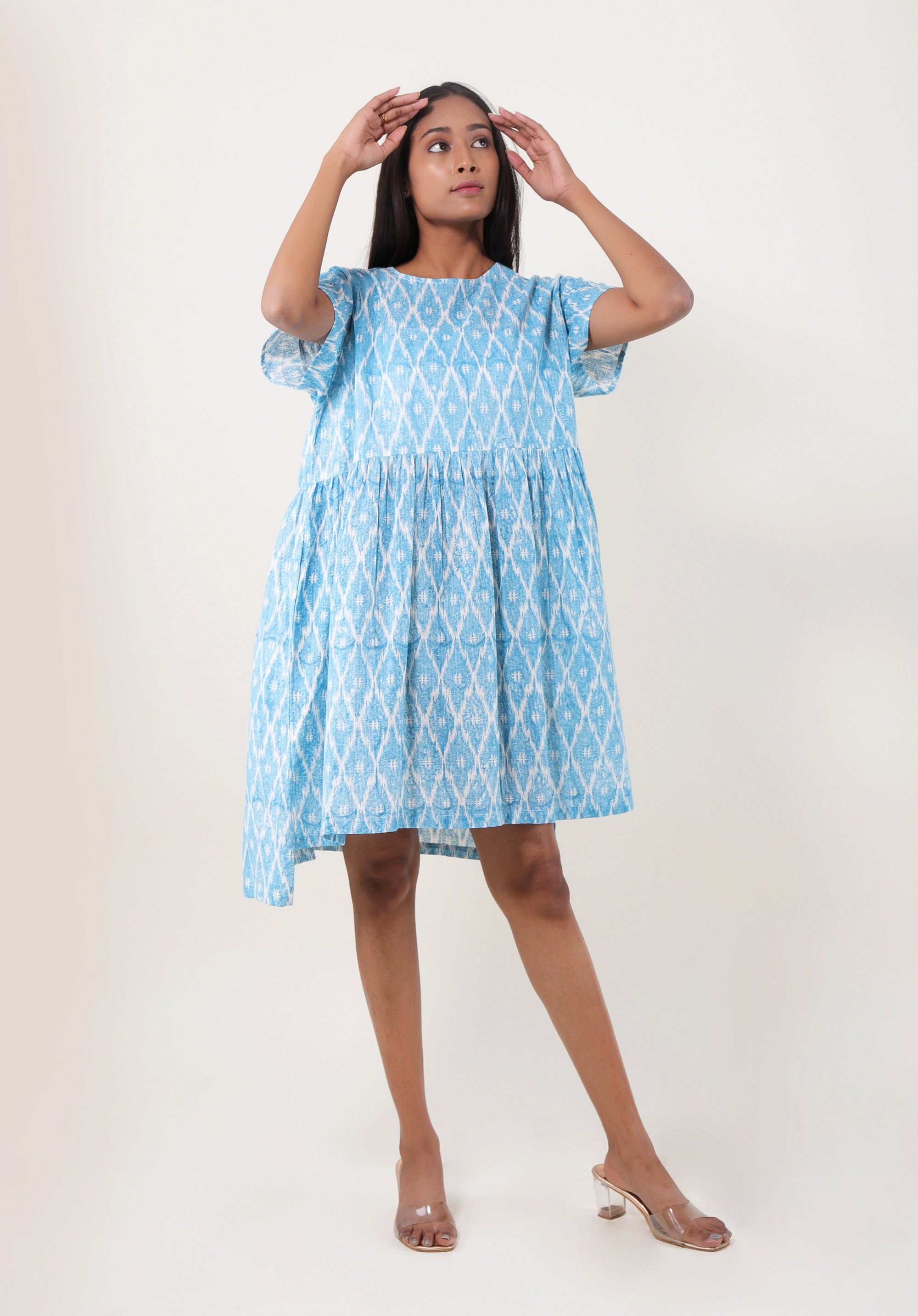 Women dress Sayani Ikkat kantha Yellow