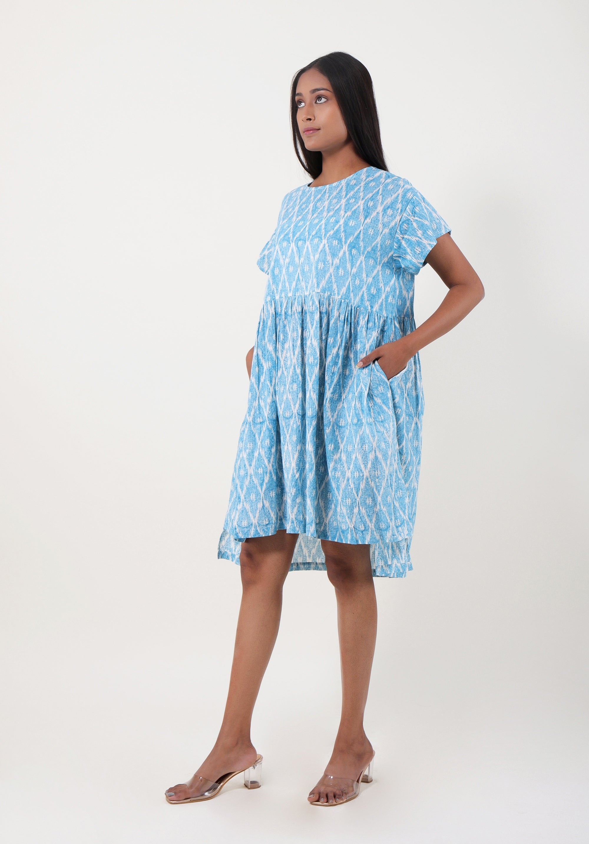 Women dress Sayani Ikkat kantha Yellow