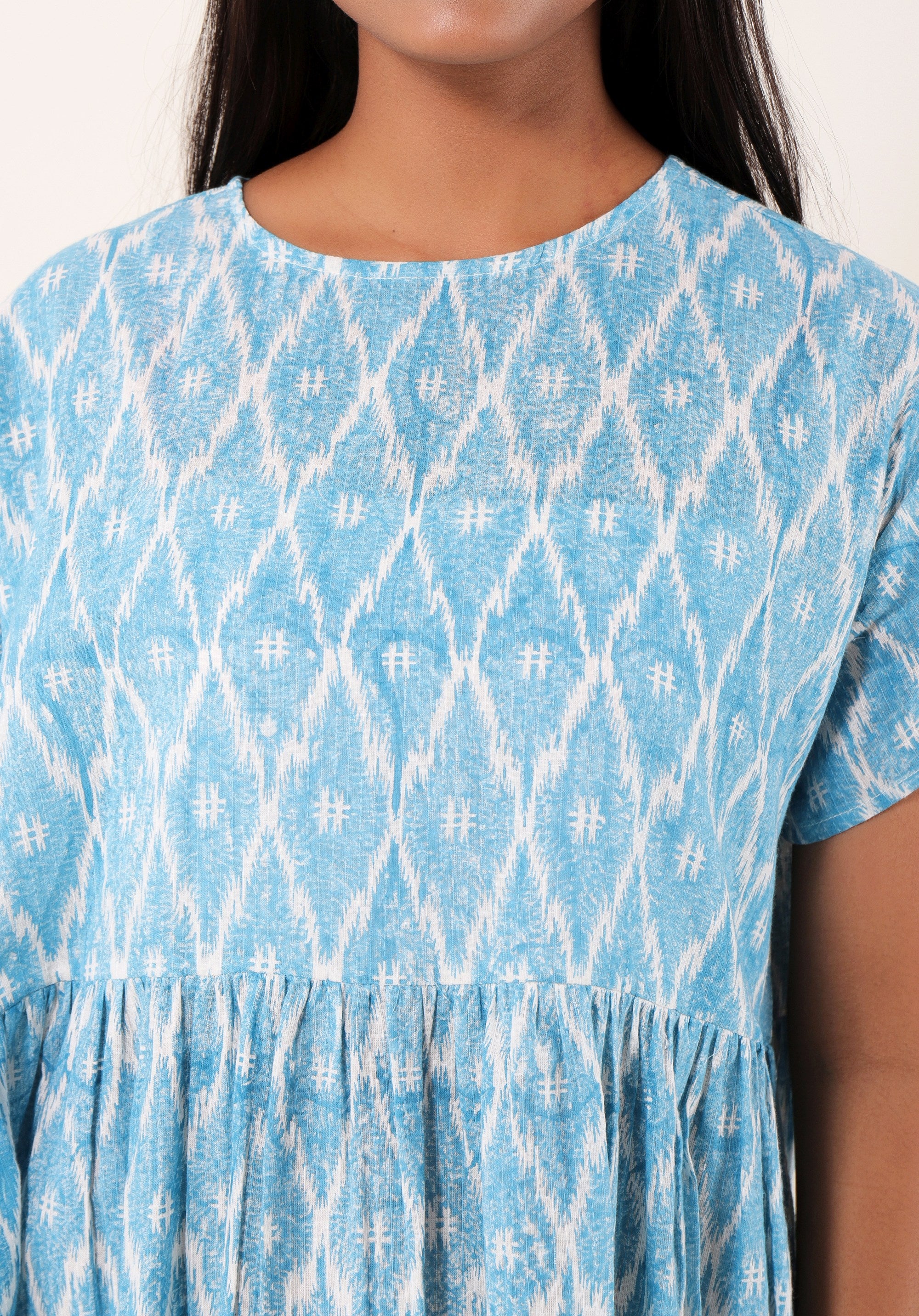 Women dress Sayani Ikkat kantha Blue
