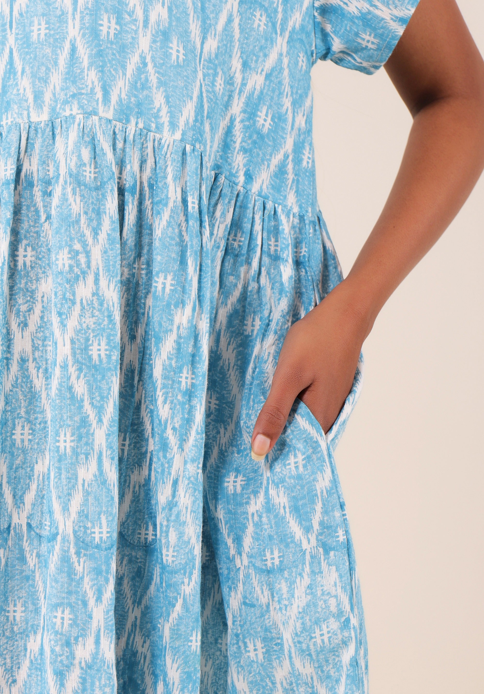 Women dress Sayani Ikkat kantha Yellow