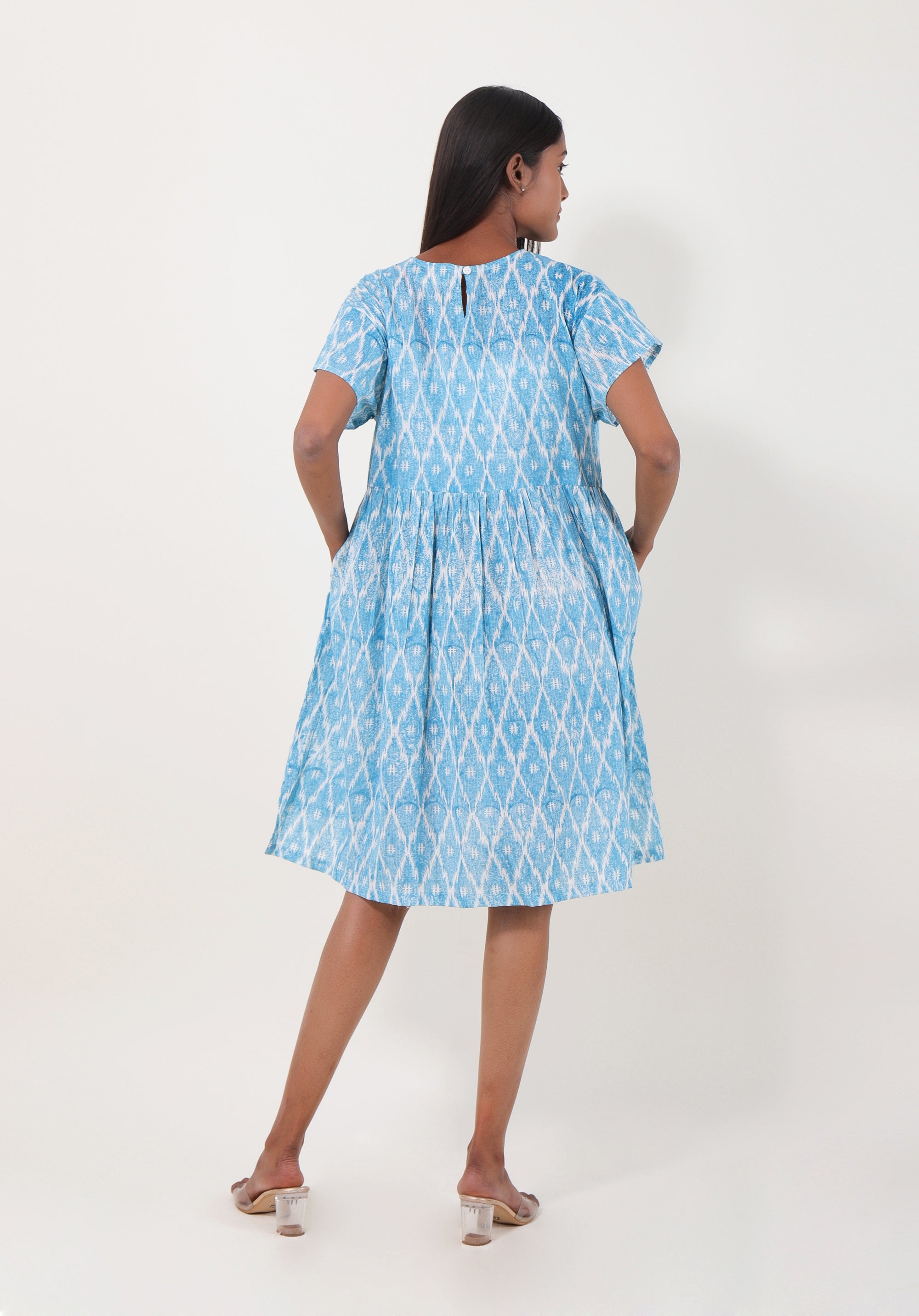 Women dress Sayani Ikkat kantha Blue