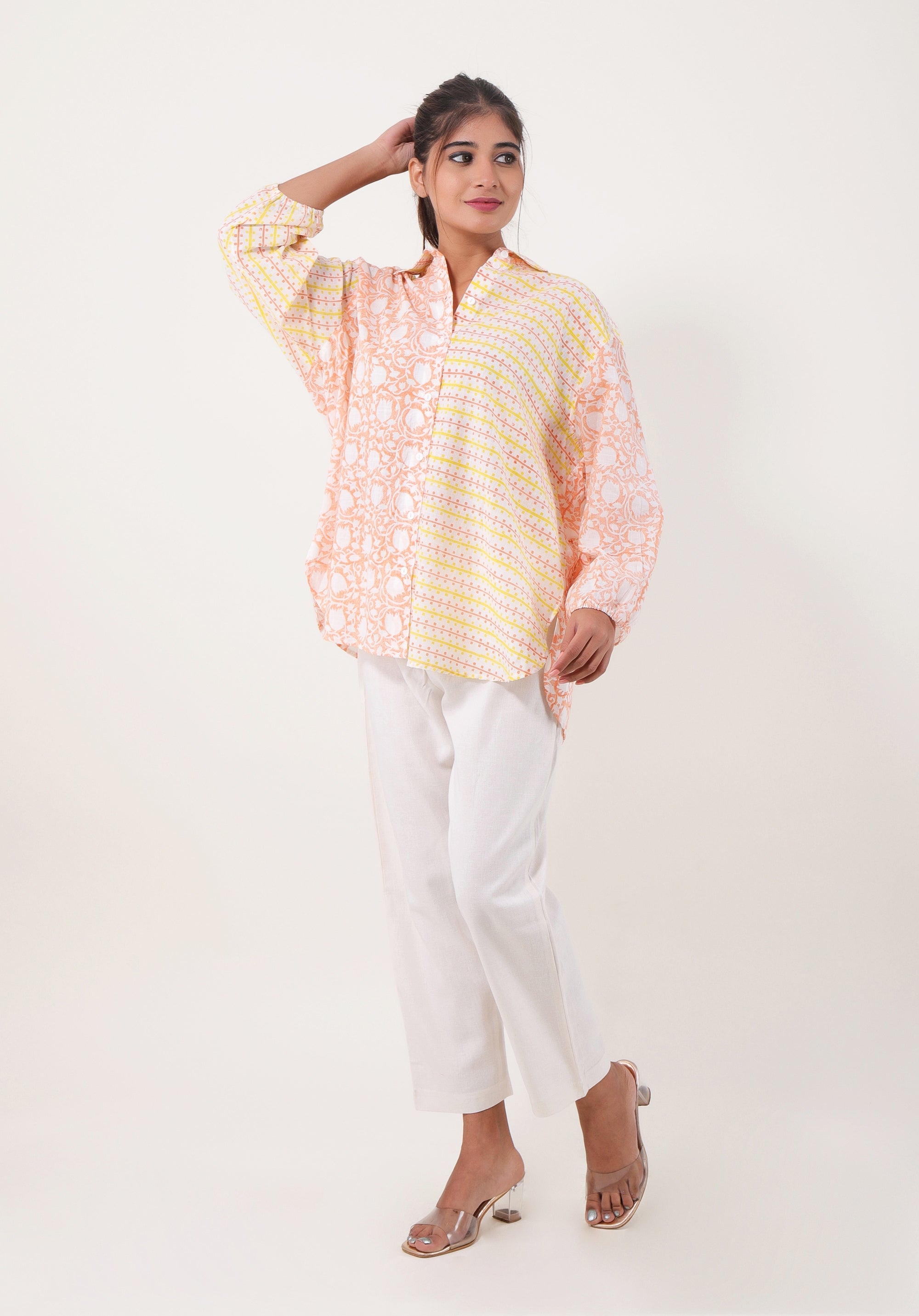 Women Block printed Piyu Oversized shirt Lily