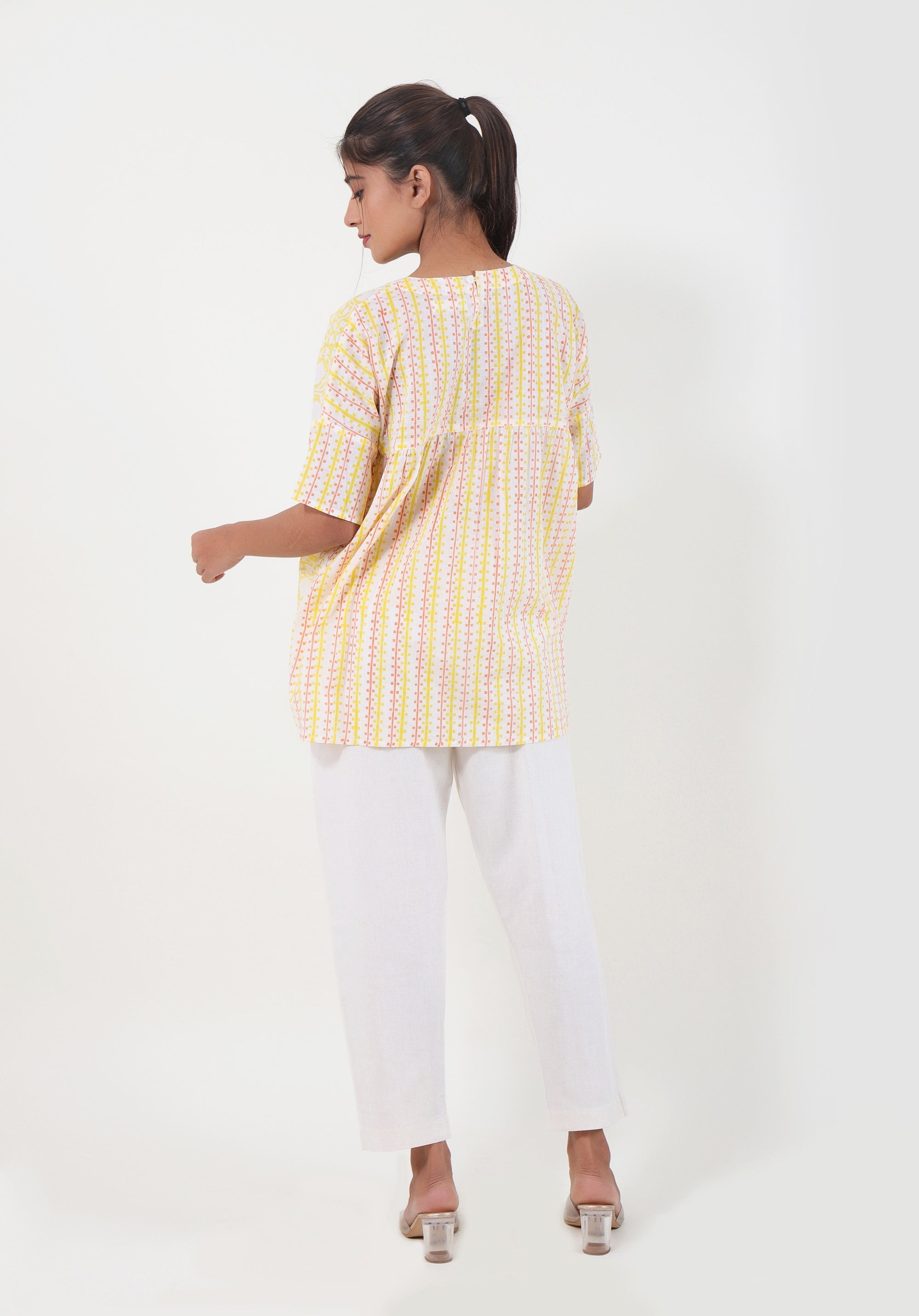 Women Block printed oversized Nishi Top Lily