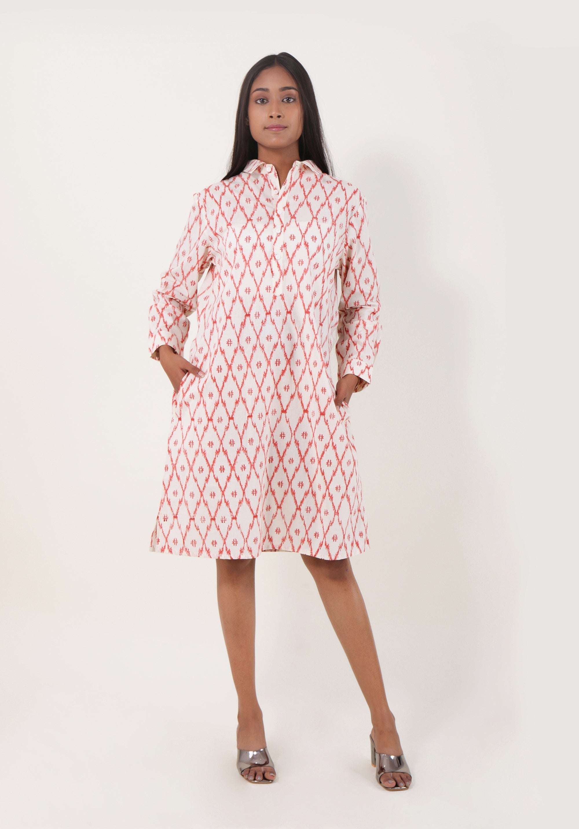Women Printed dress Kris Shirt dress ikkat
