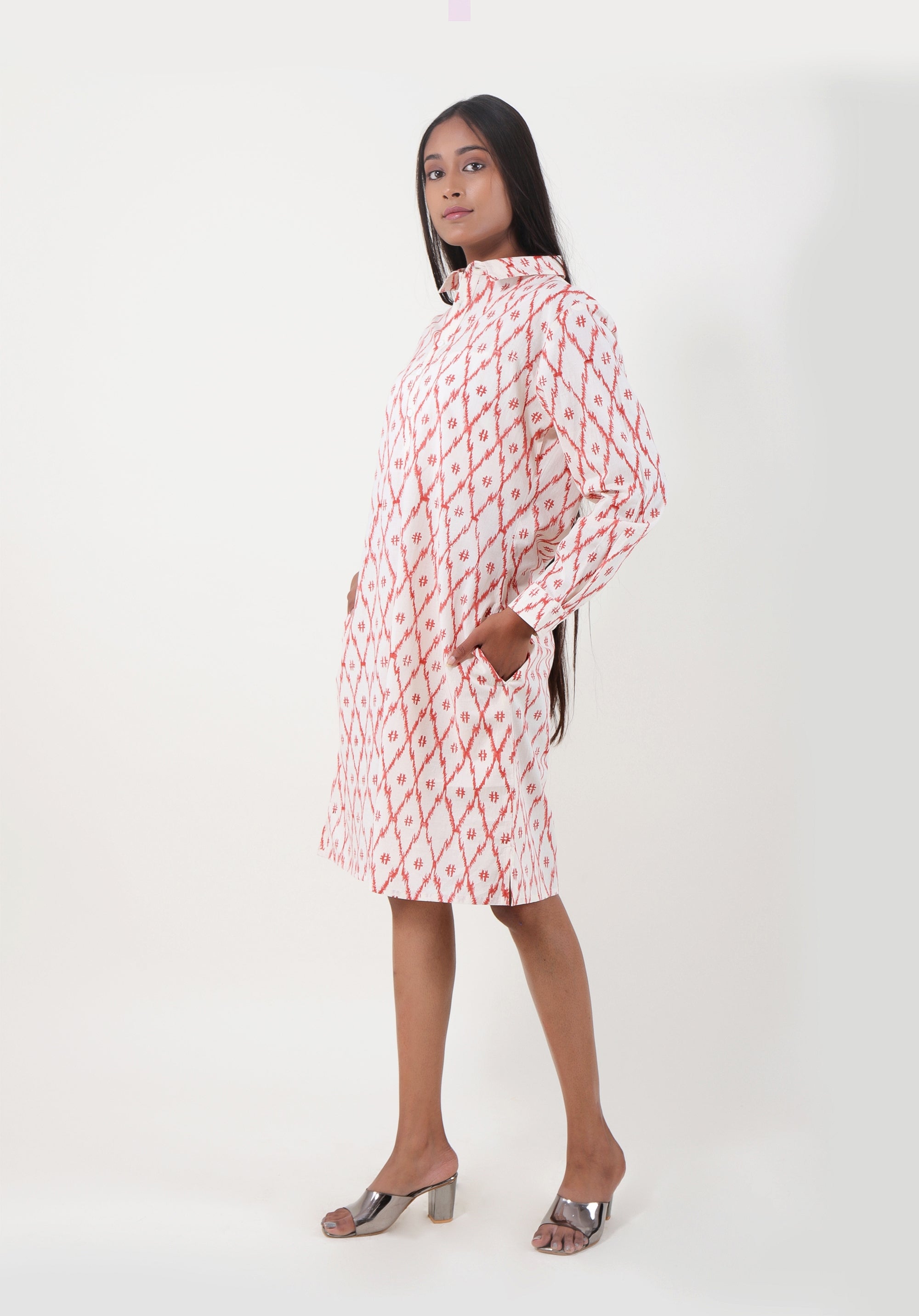 Women Printed dress Kris Shirt dress ikkat