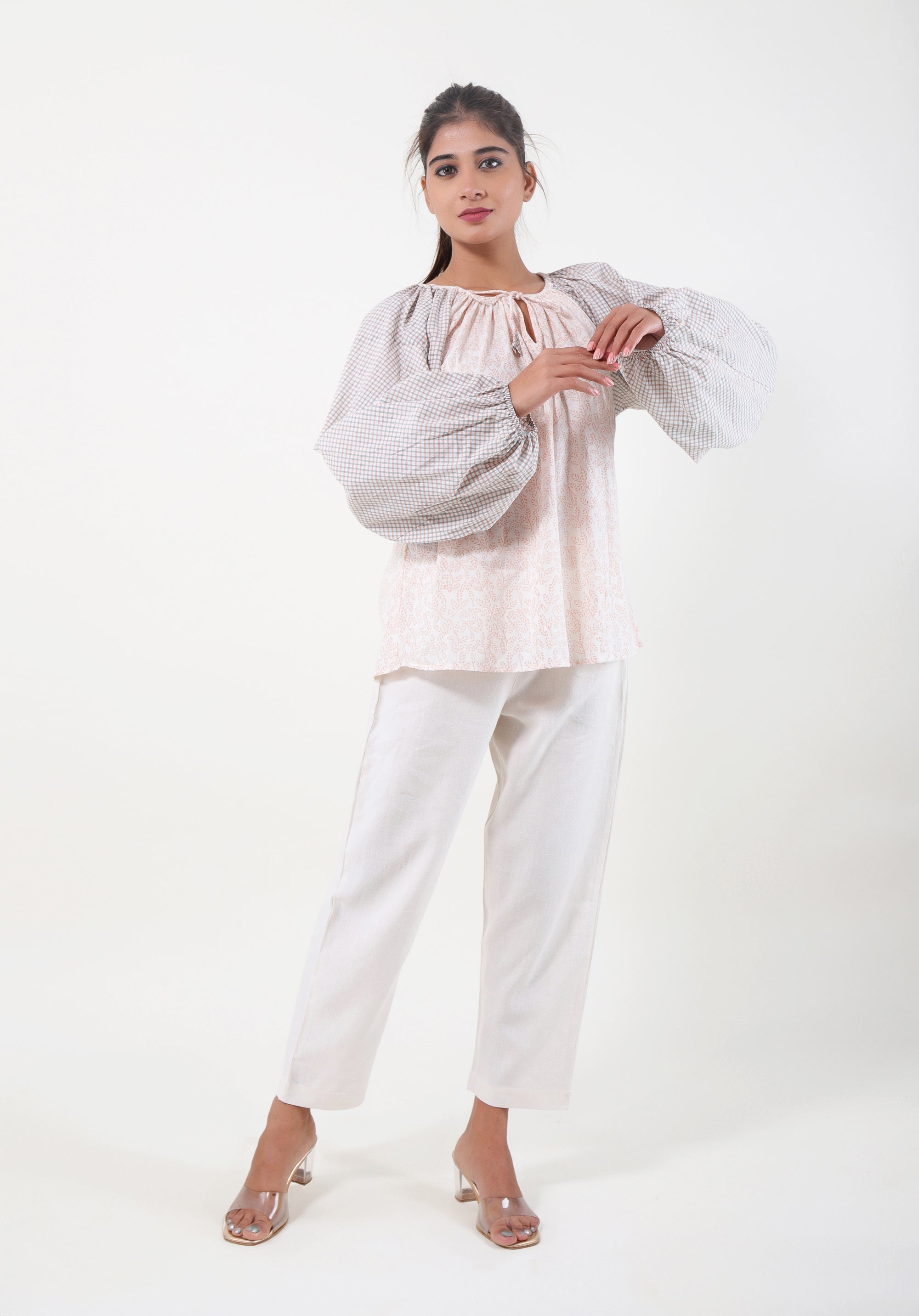 Women Block printed Tina Blouson Top June