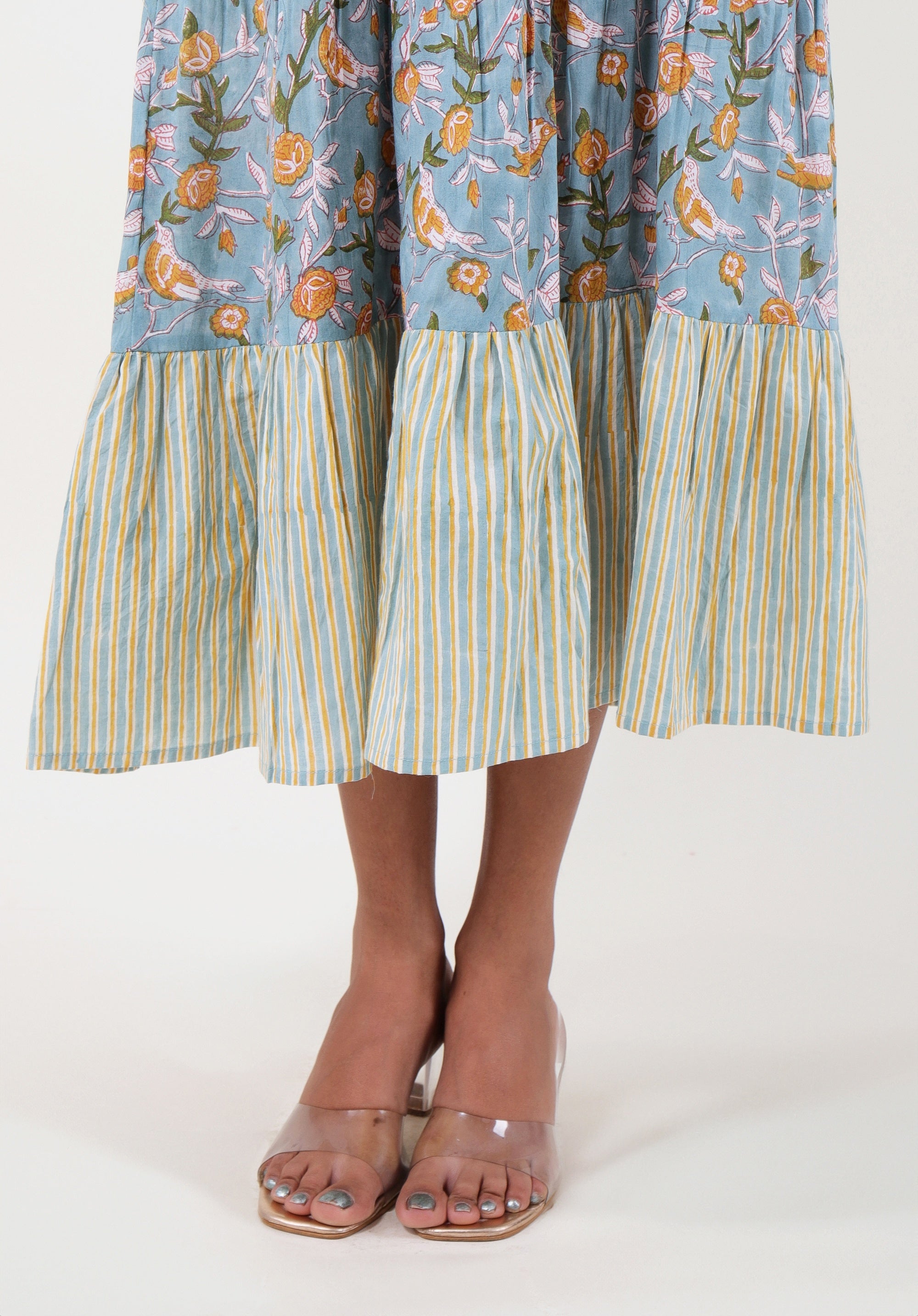 Women Block Printed dress Mahe Bird