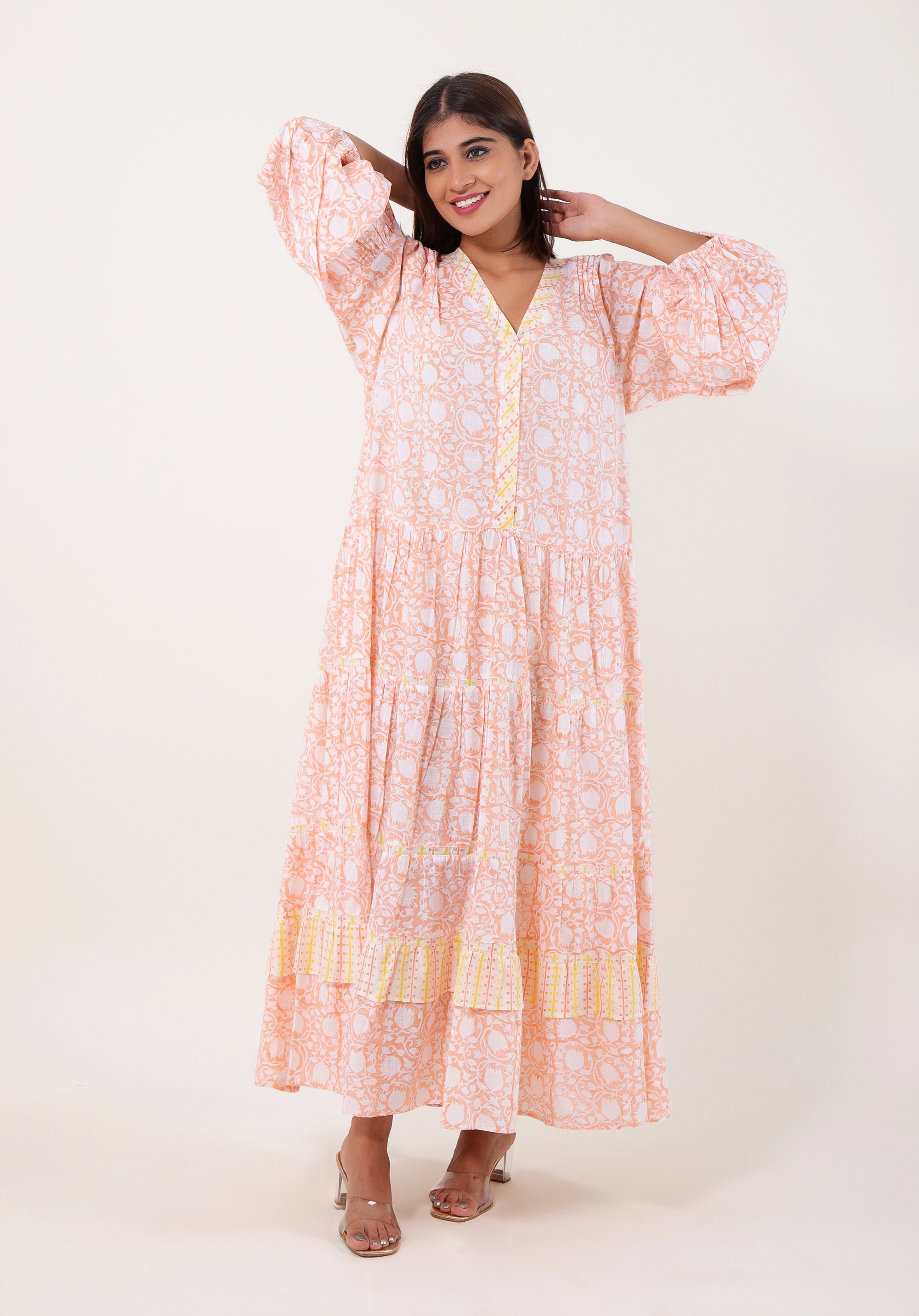 Women Block Printed dress Mahe Lily