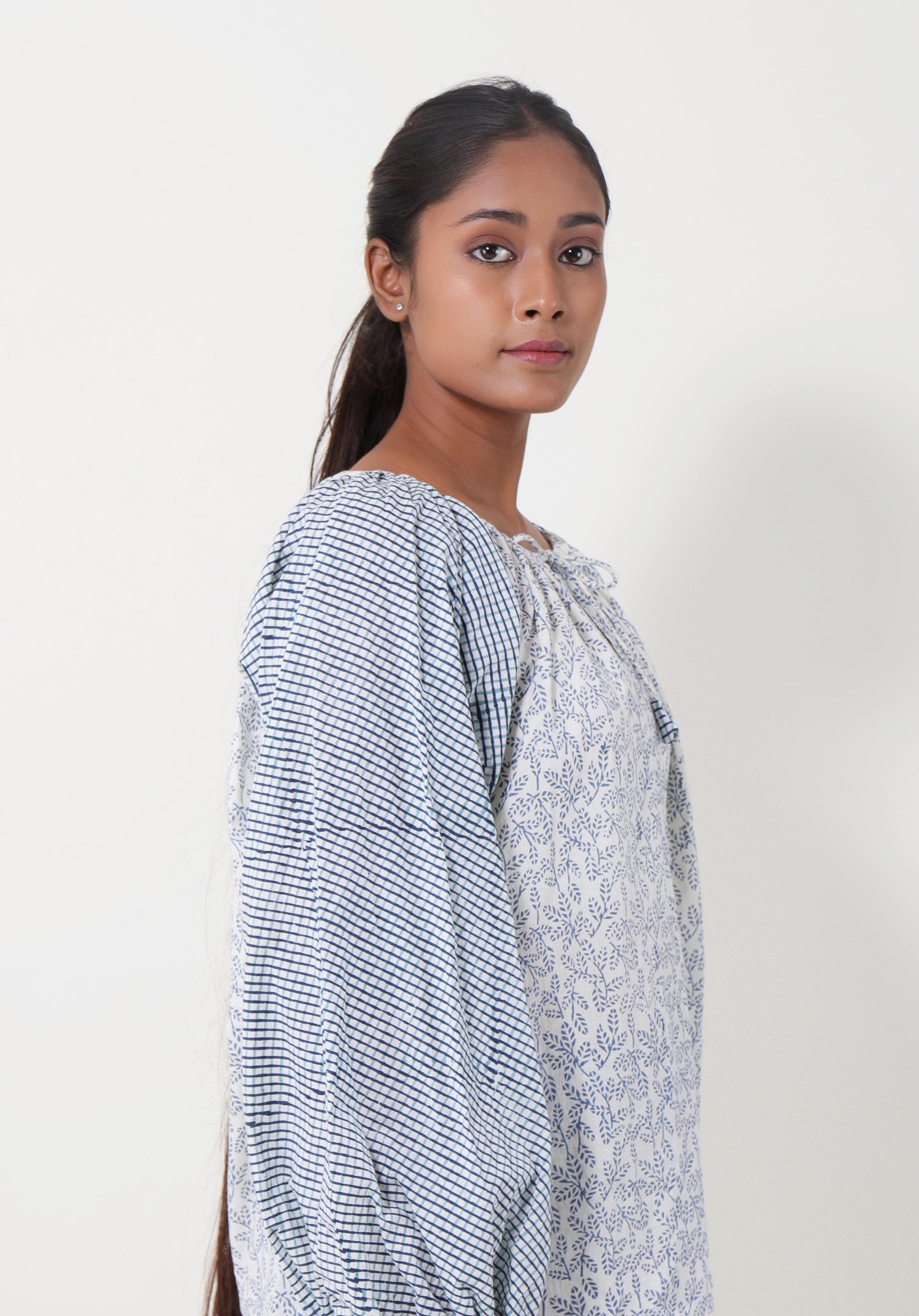 Women Block printed Tina Blouson Top June