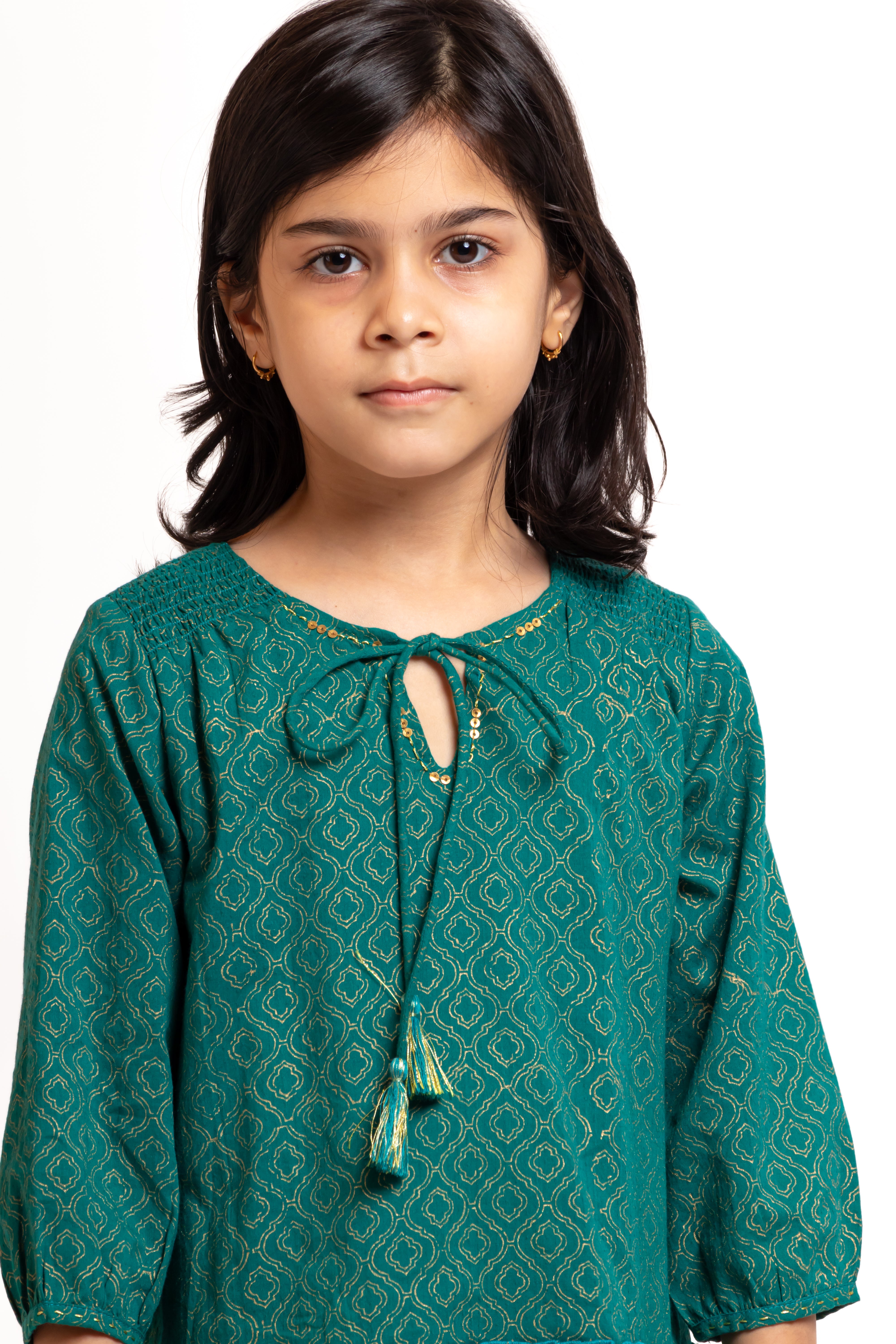 Girl's Block printed Dress Red