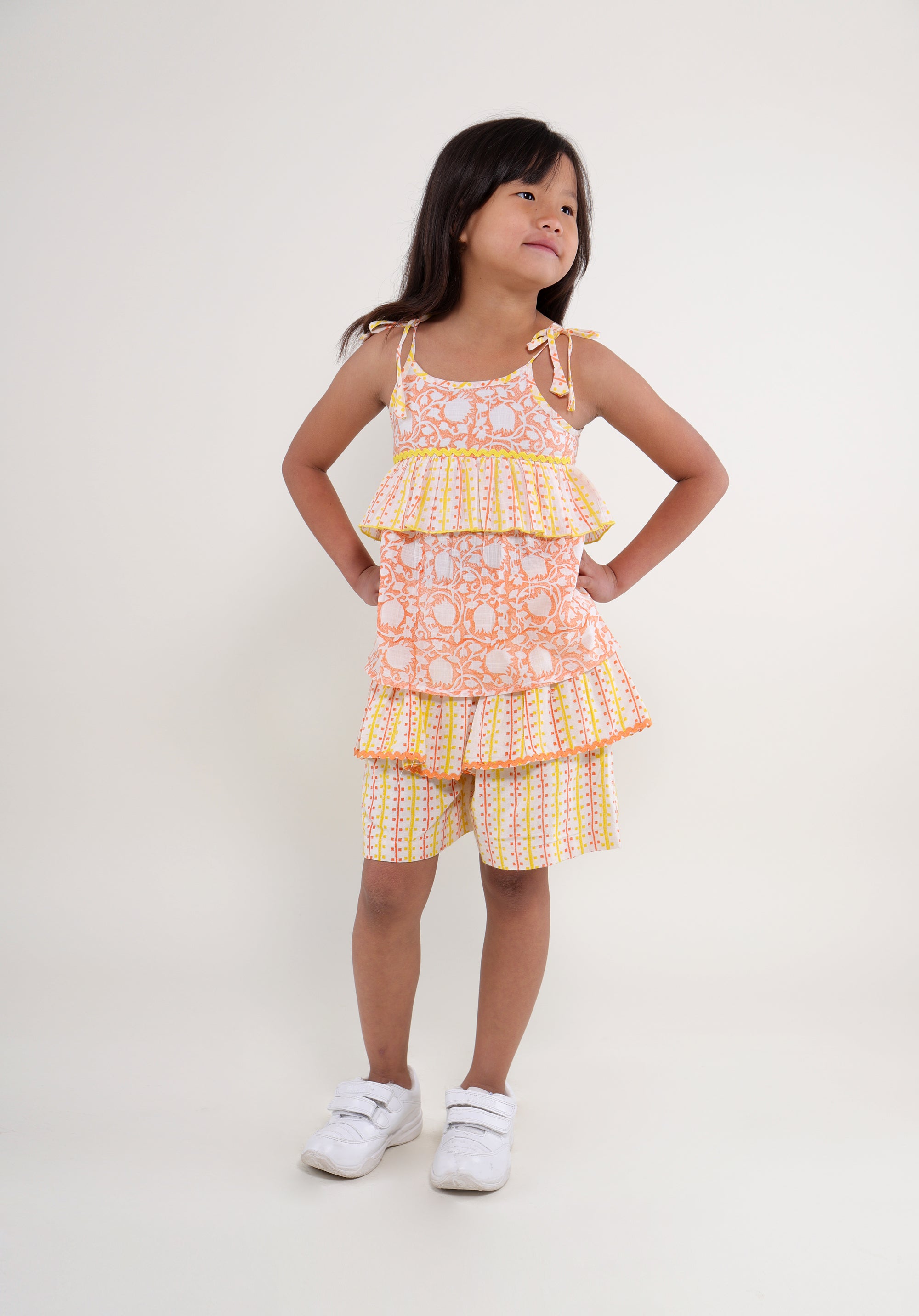 Girl's Co-Ord Set Kamya Top Skirt Lily Peach