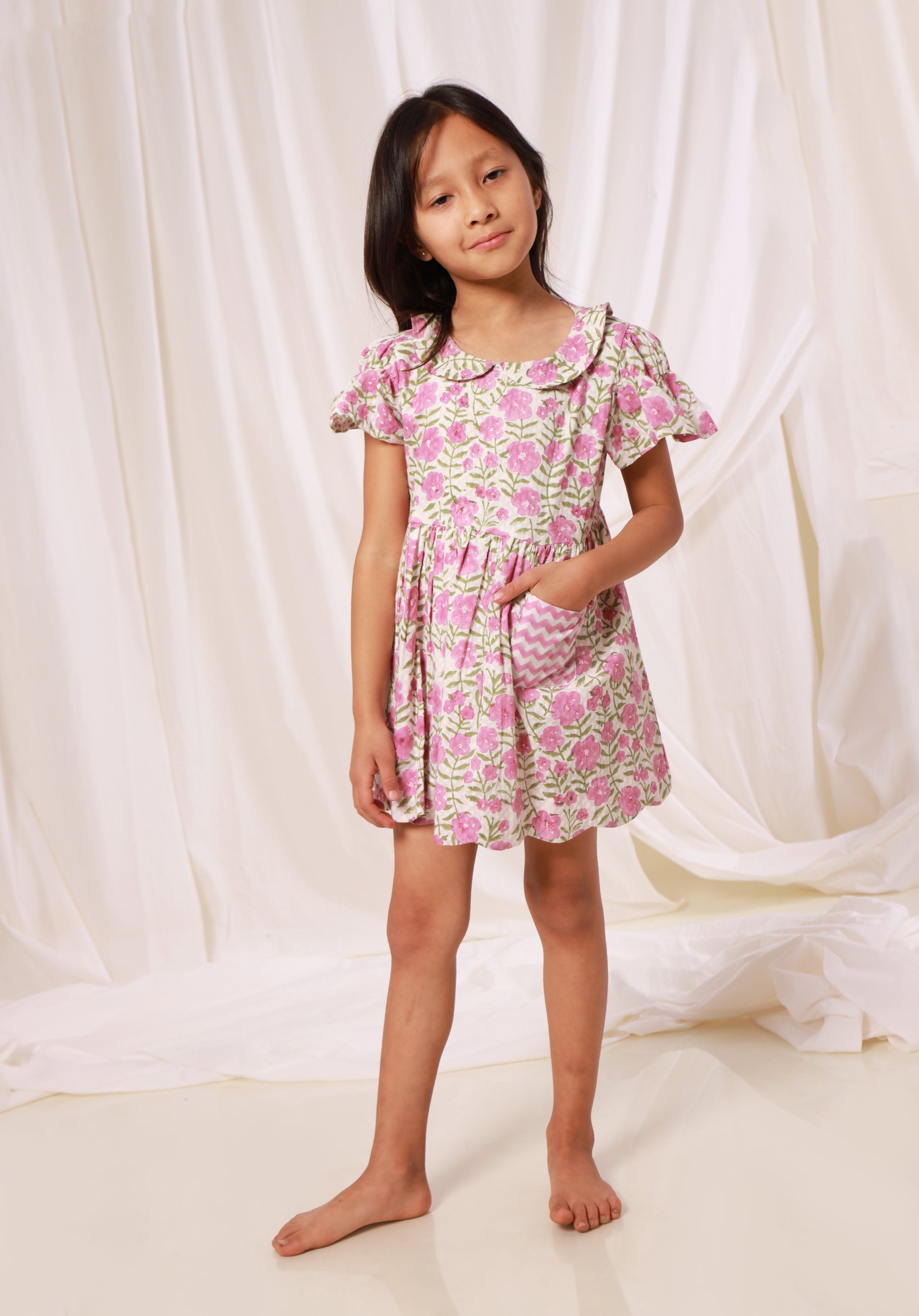 Block printed Gul Dress Floral