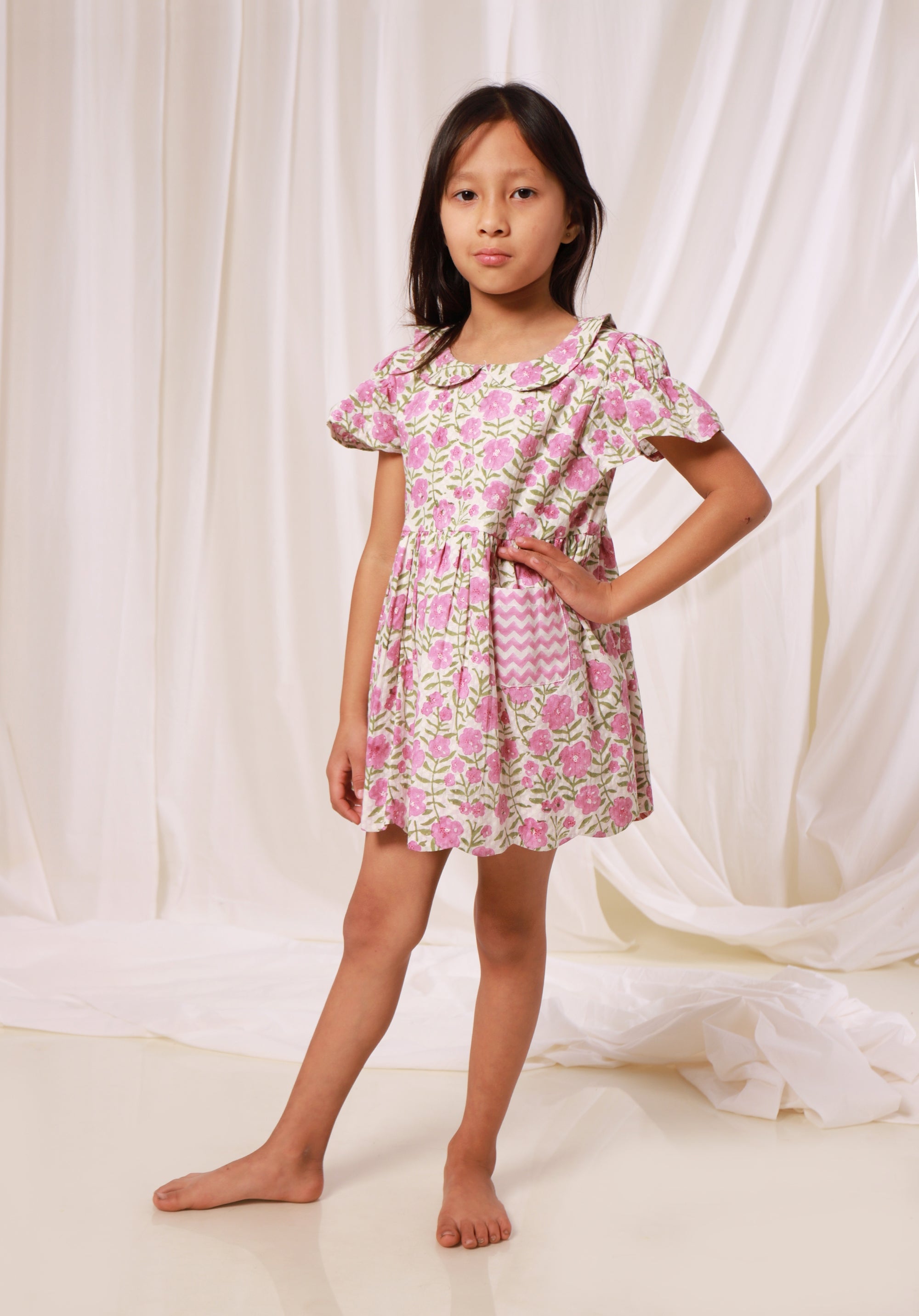 Block printed Gul Dress Floral