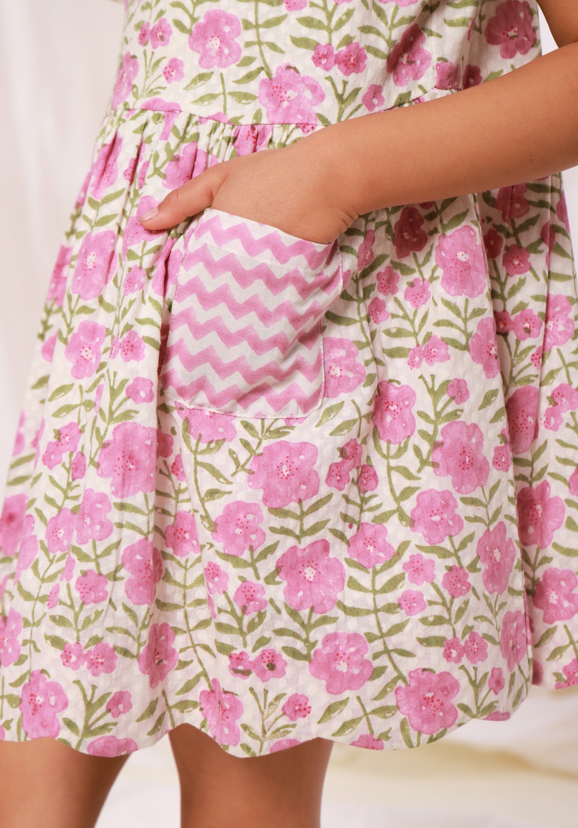 Block printed Gul Dress Floral