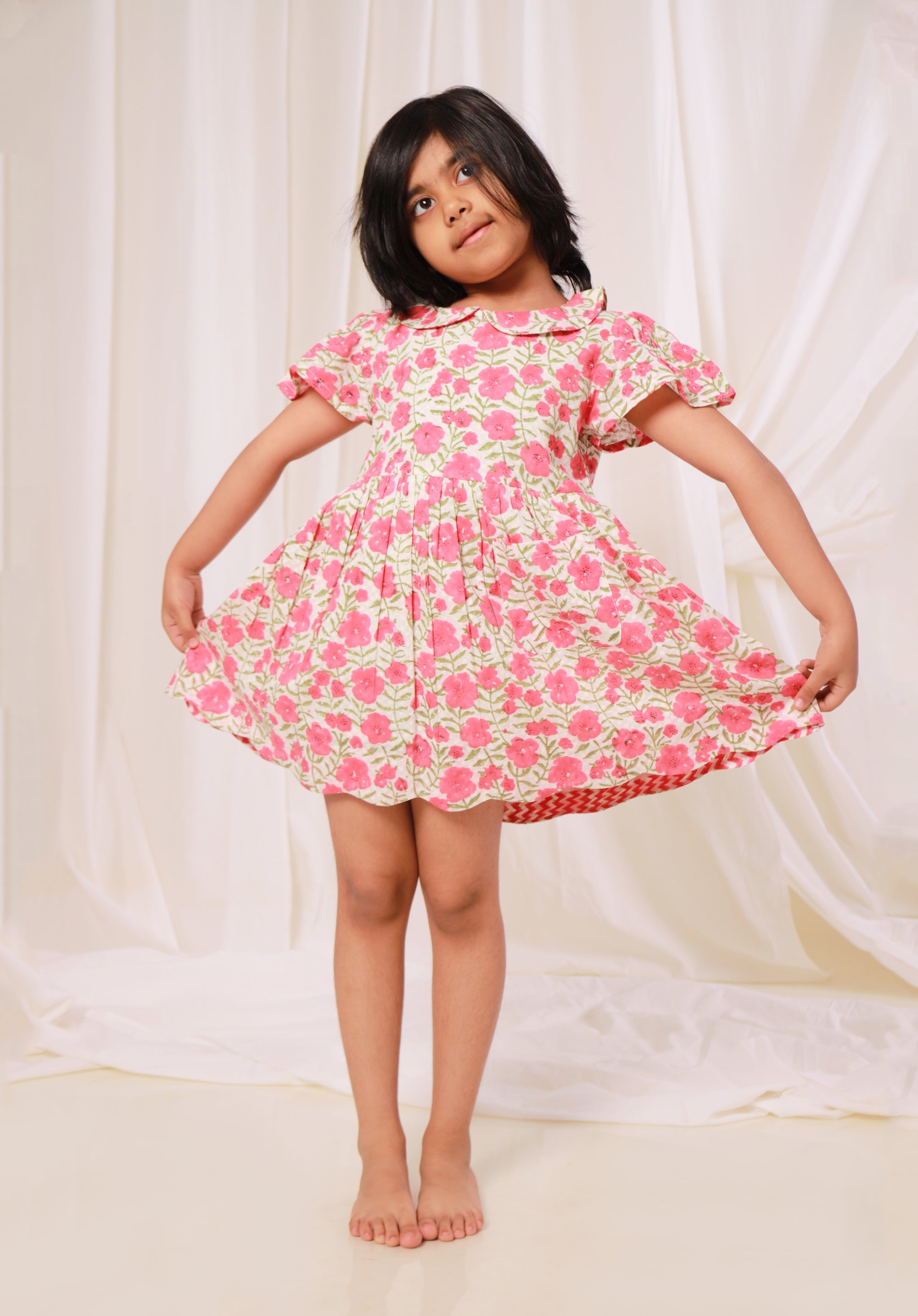 Block printed Gul Dress Floral