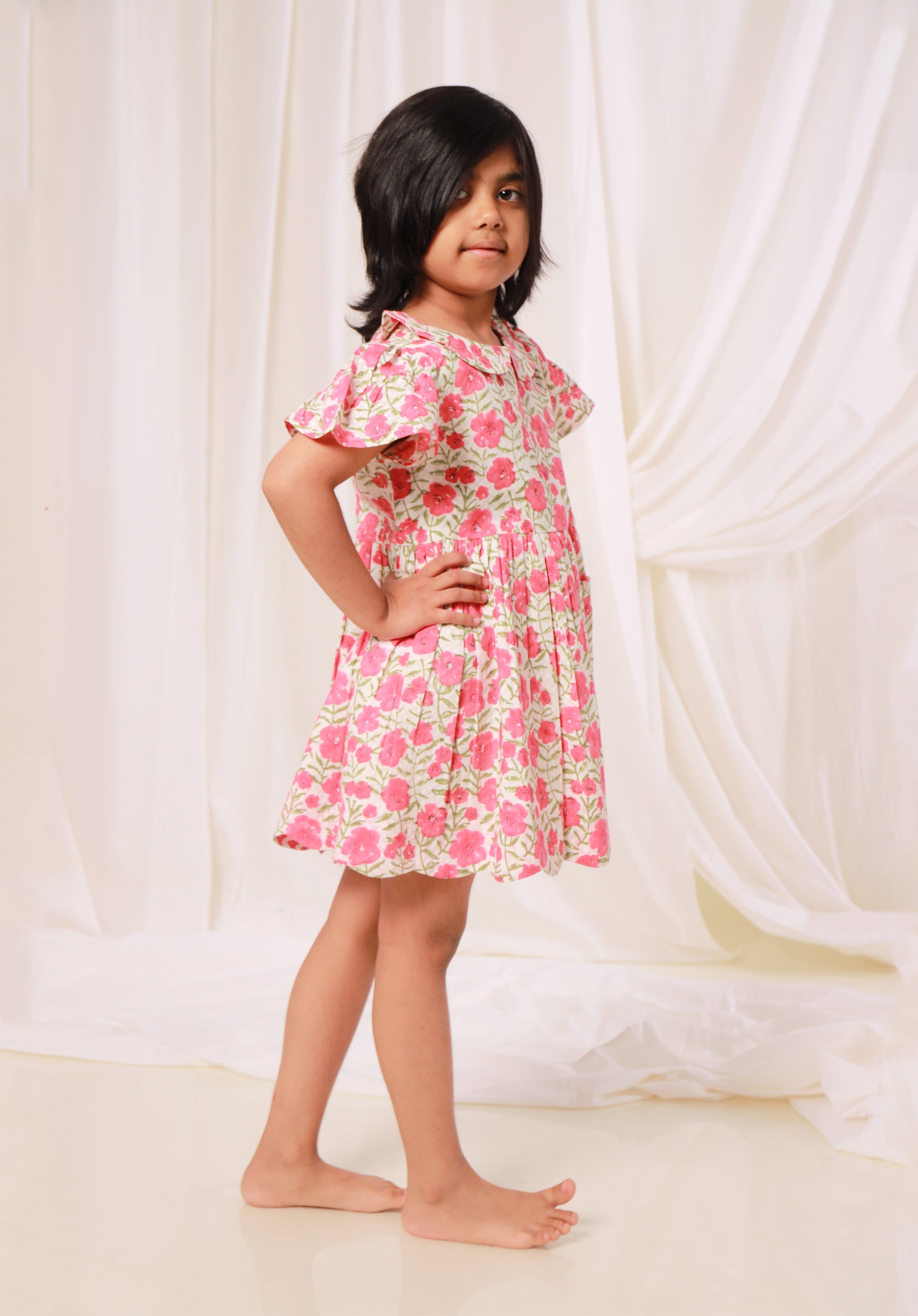 Block printed Gul Dress Floral