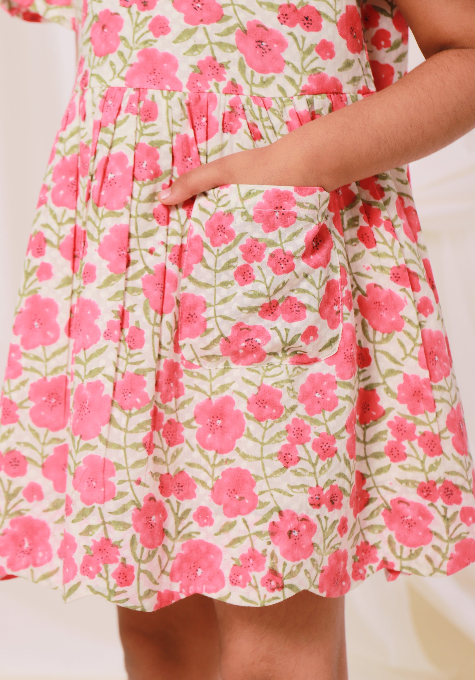 Block printed Gul Dress Floral