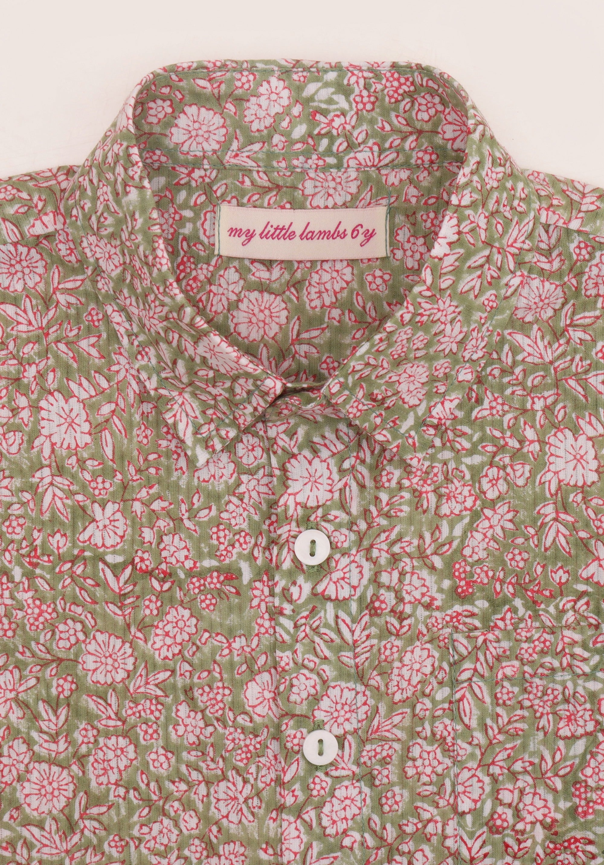 Block Printed Boy's Shirt Liberty Pink