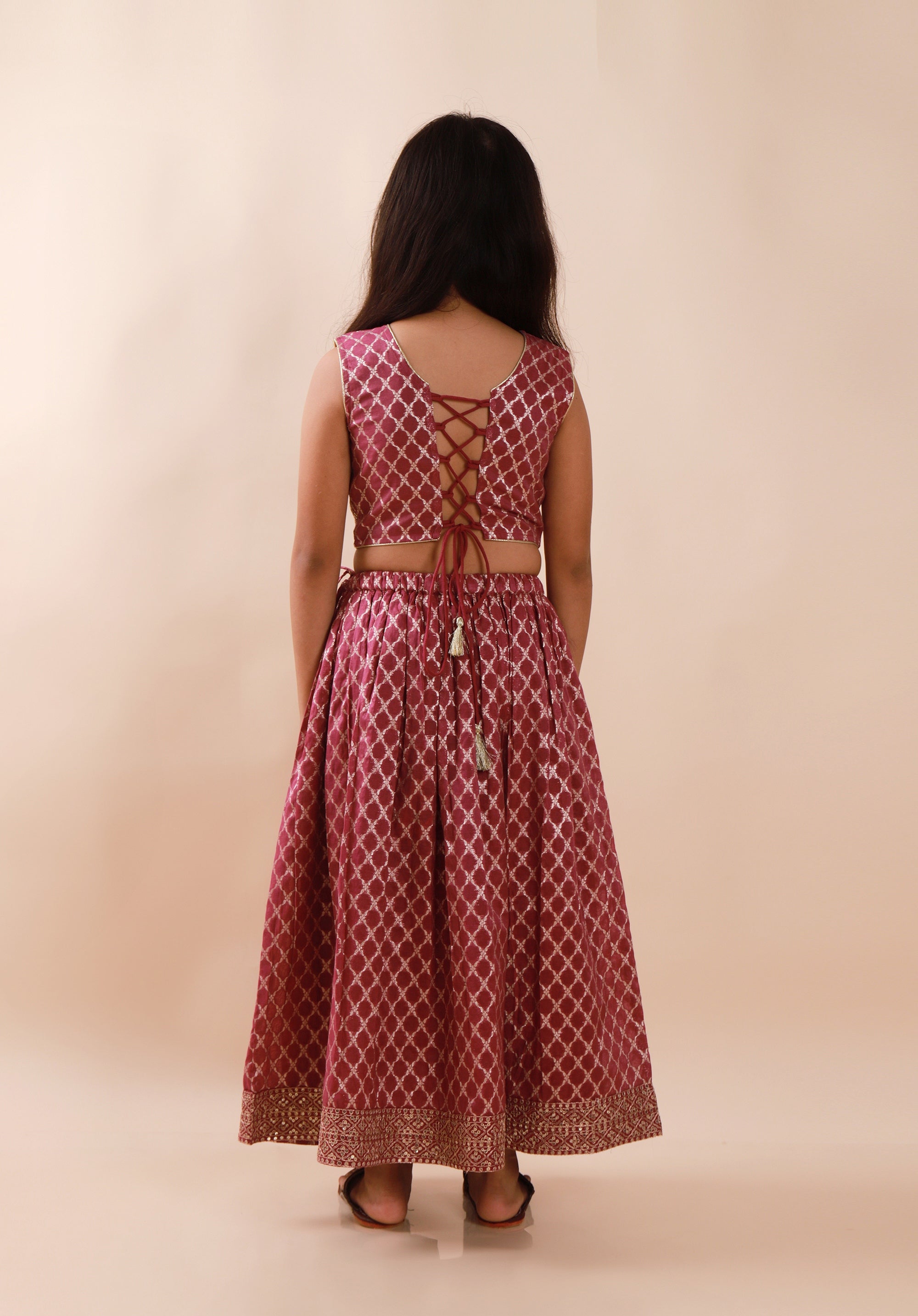 Banarasi Embroidreed Lehenga Set Purple