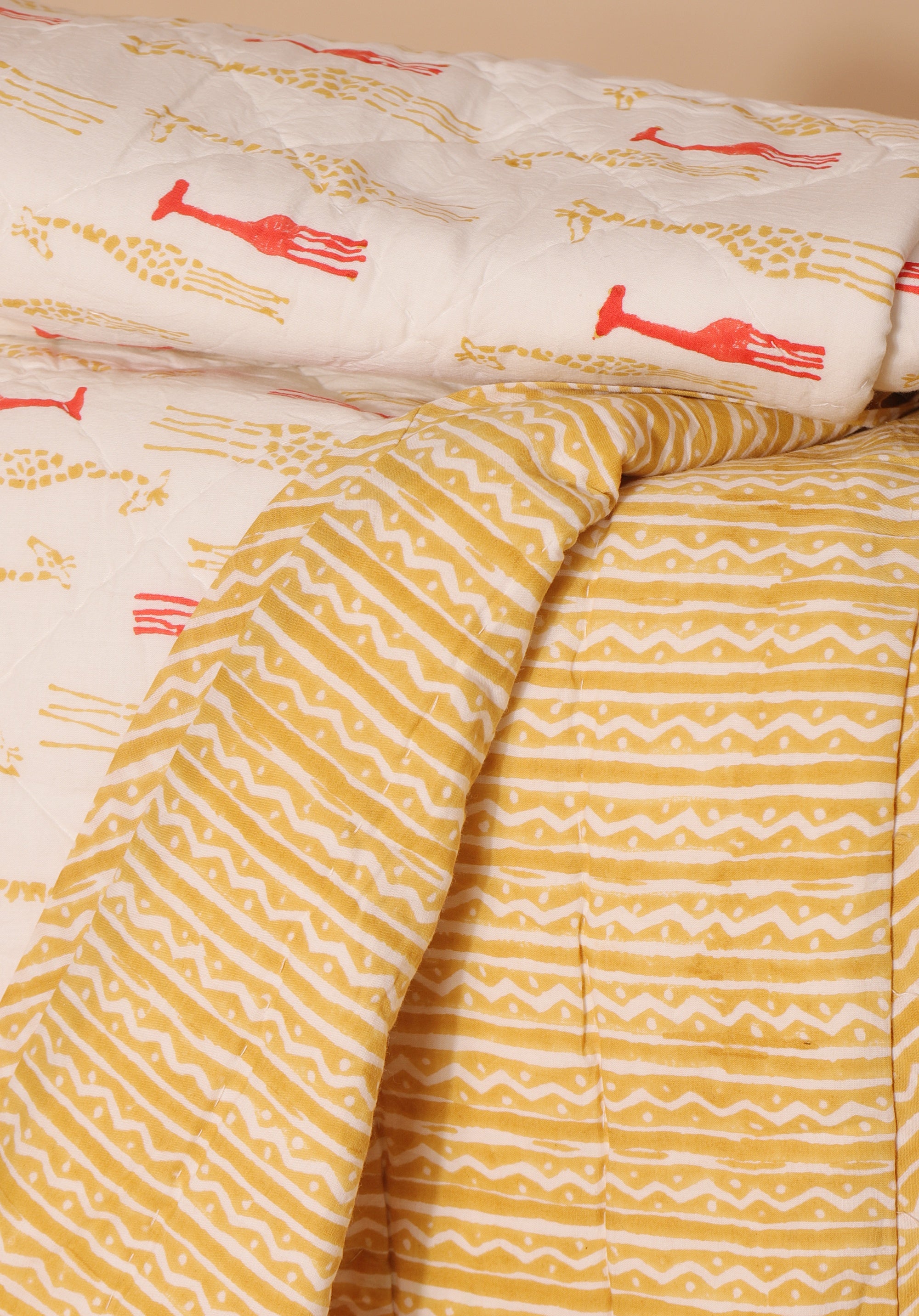 Giraffe Baby Quilt Red