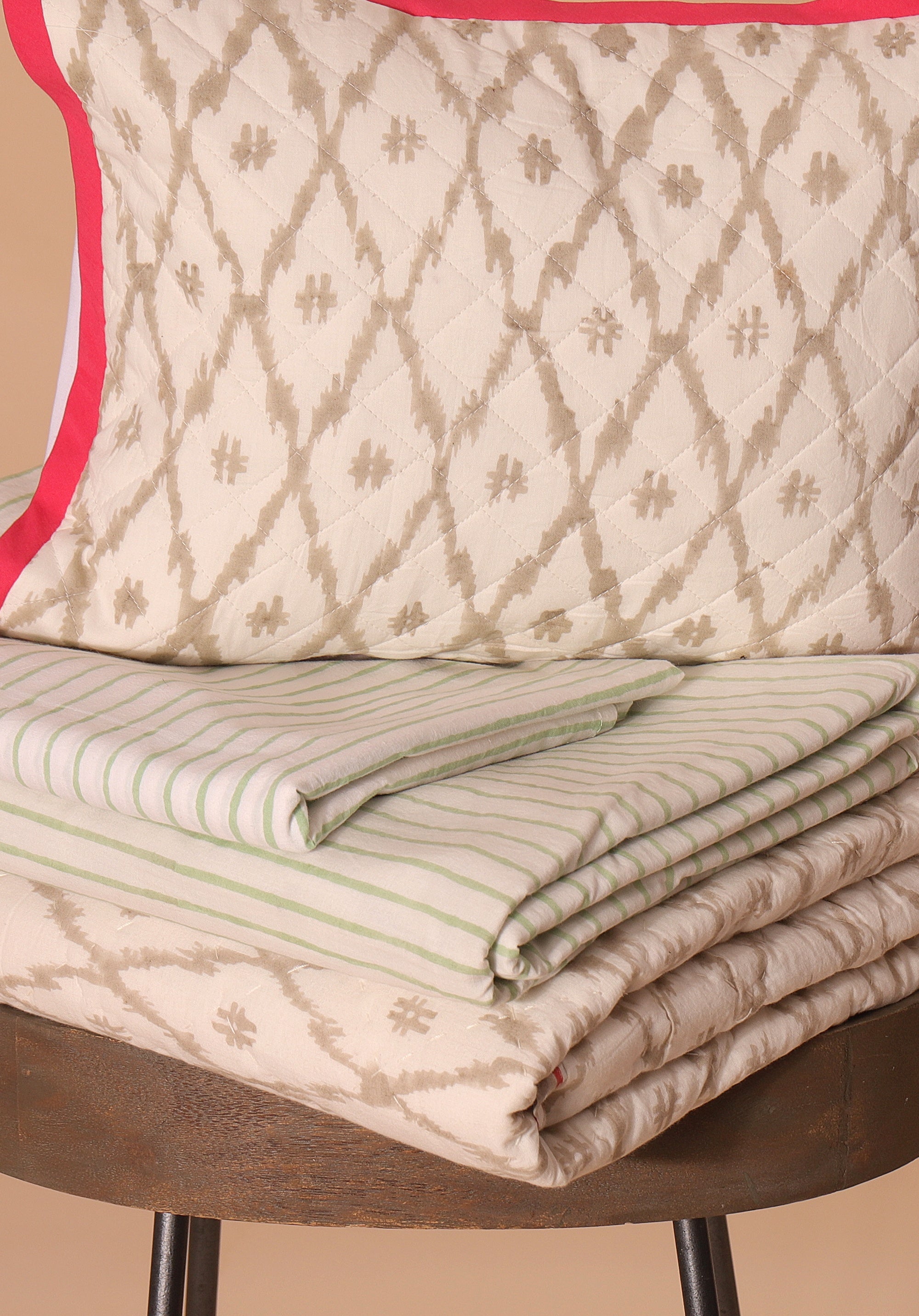 Ikkat Bedding Set Beige