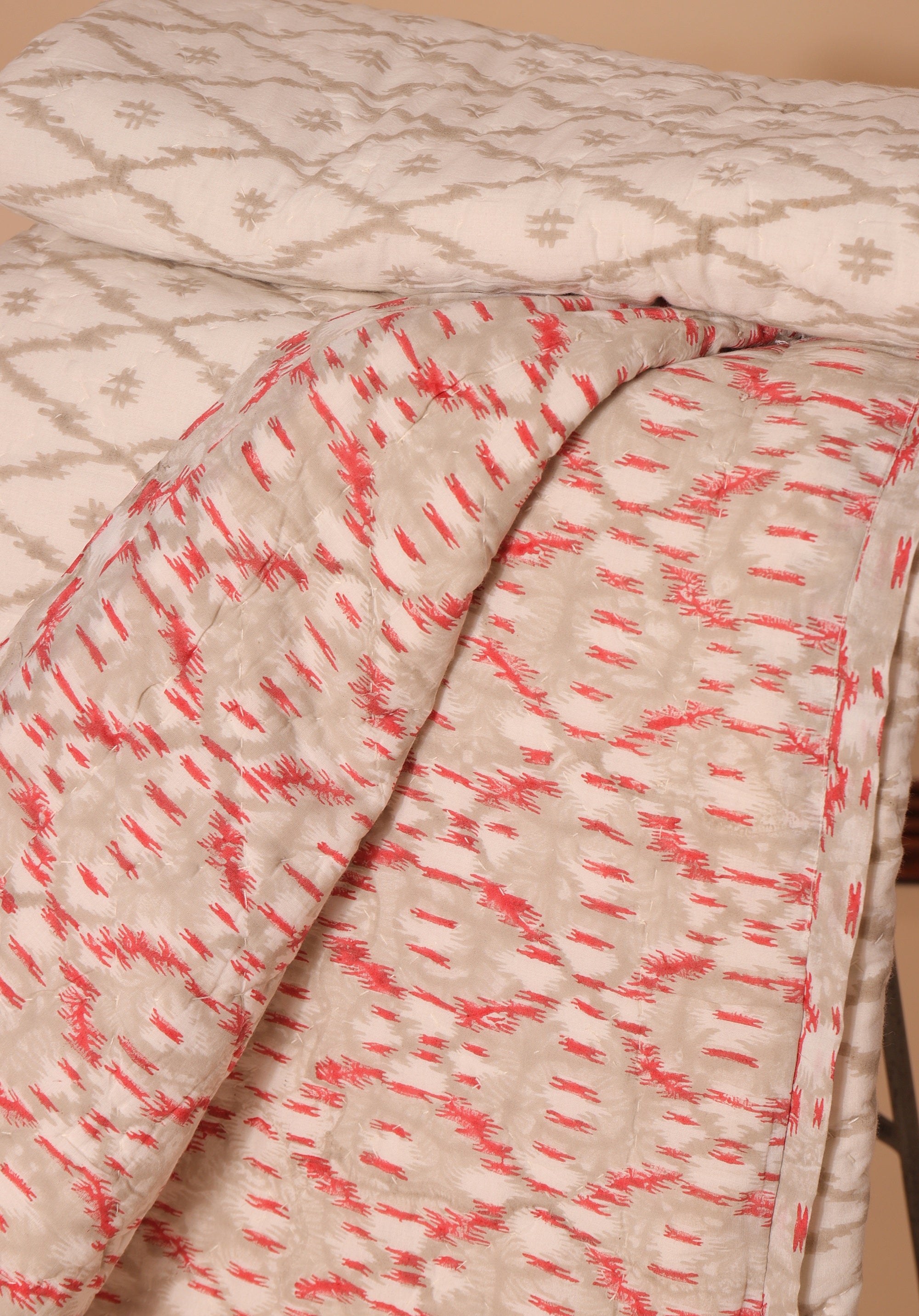 Ikkat Baby Quilt Beige