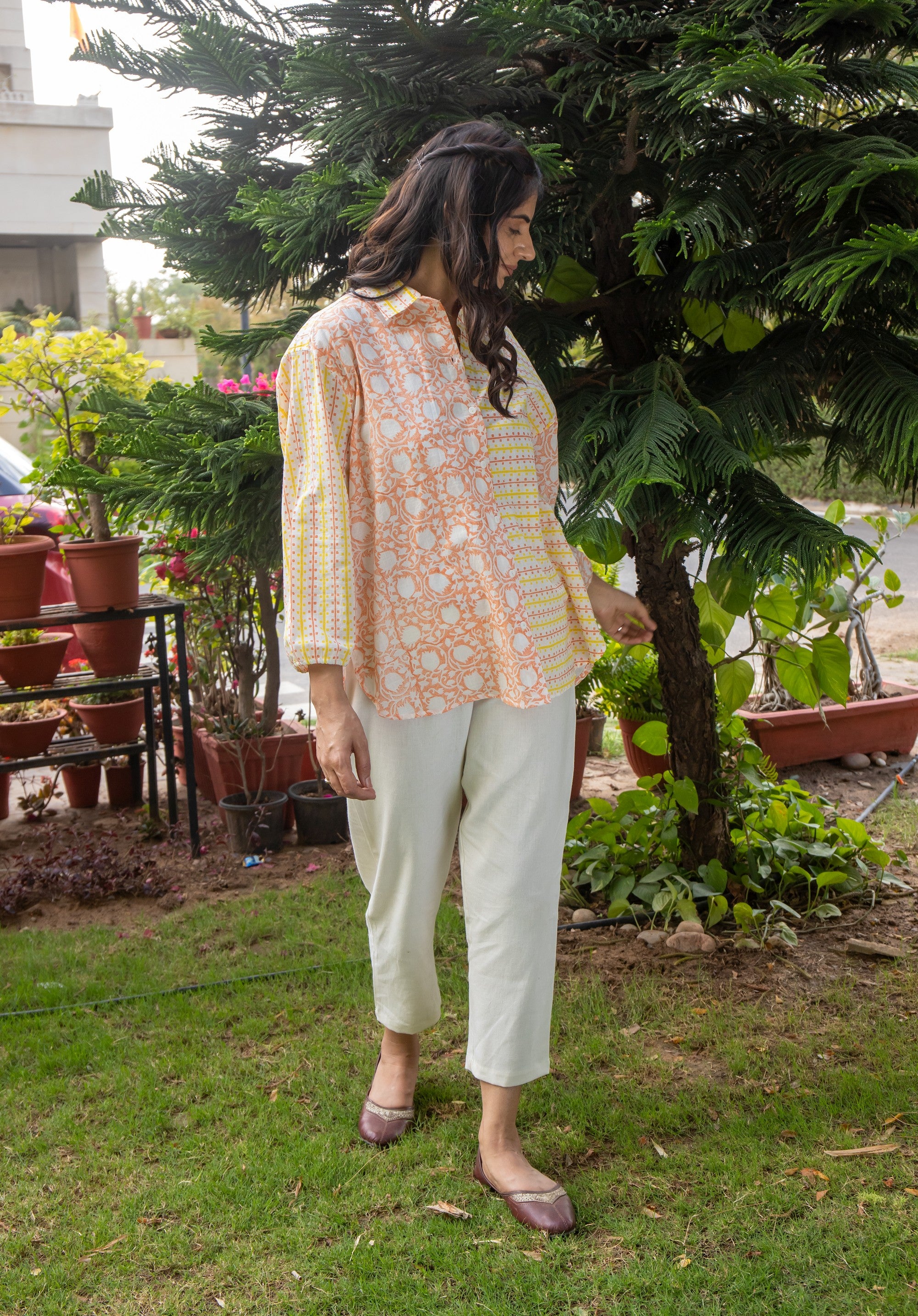 Women Block printed Piyu Oversized shirt Lily