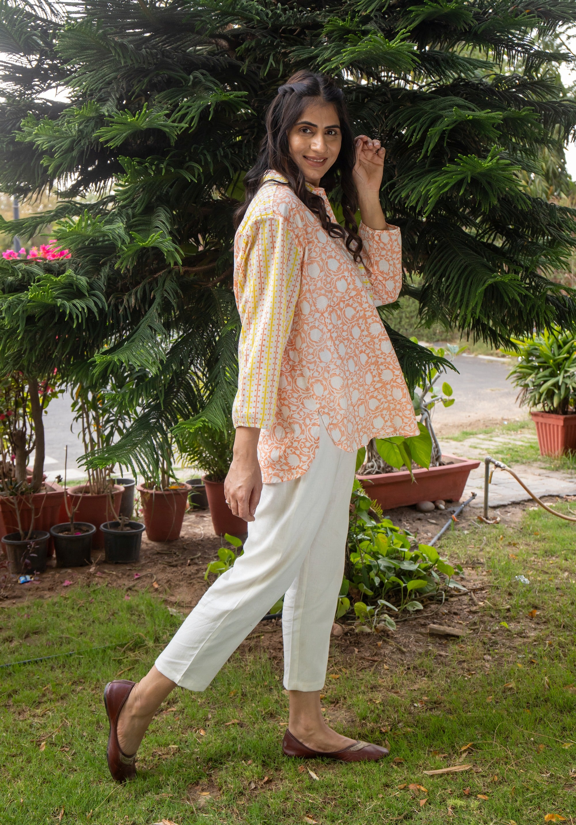 Women Block printed Piyu Oversized shirt Lily