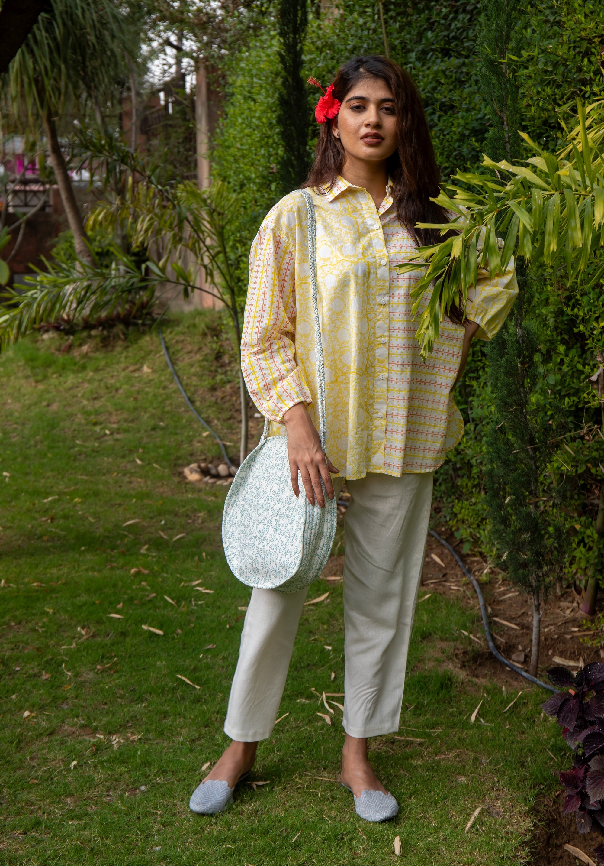 Women Block printed Piyu Oversized shirt Lily