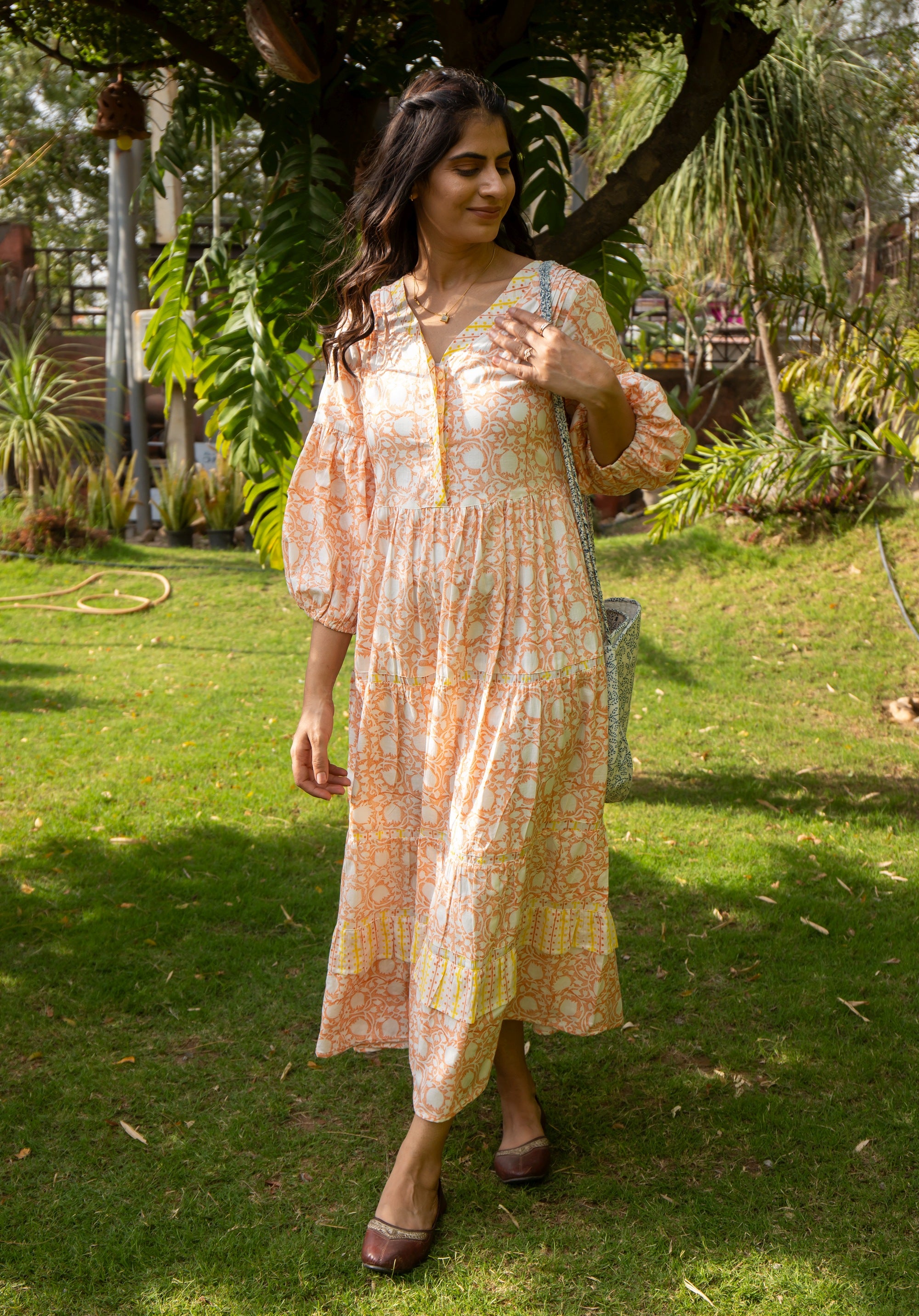 Women Block Printed dress Mahe Lily