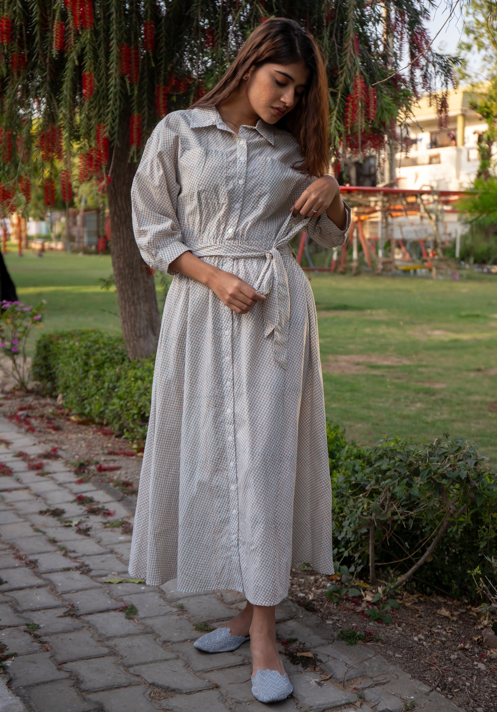 Women dress Claire Shirt Dress Check Grey