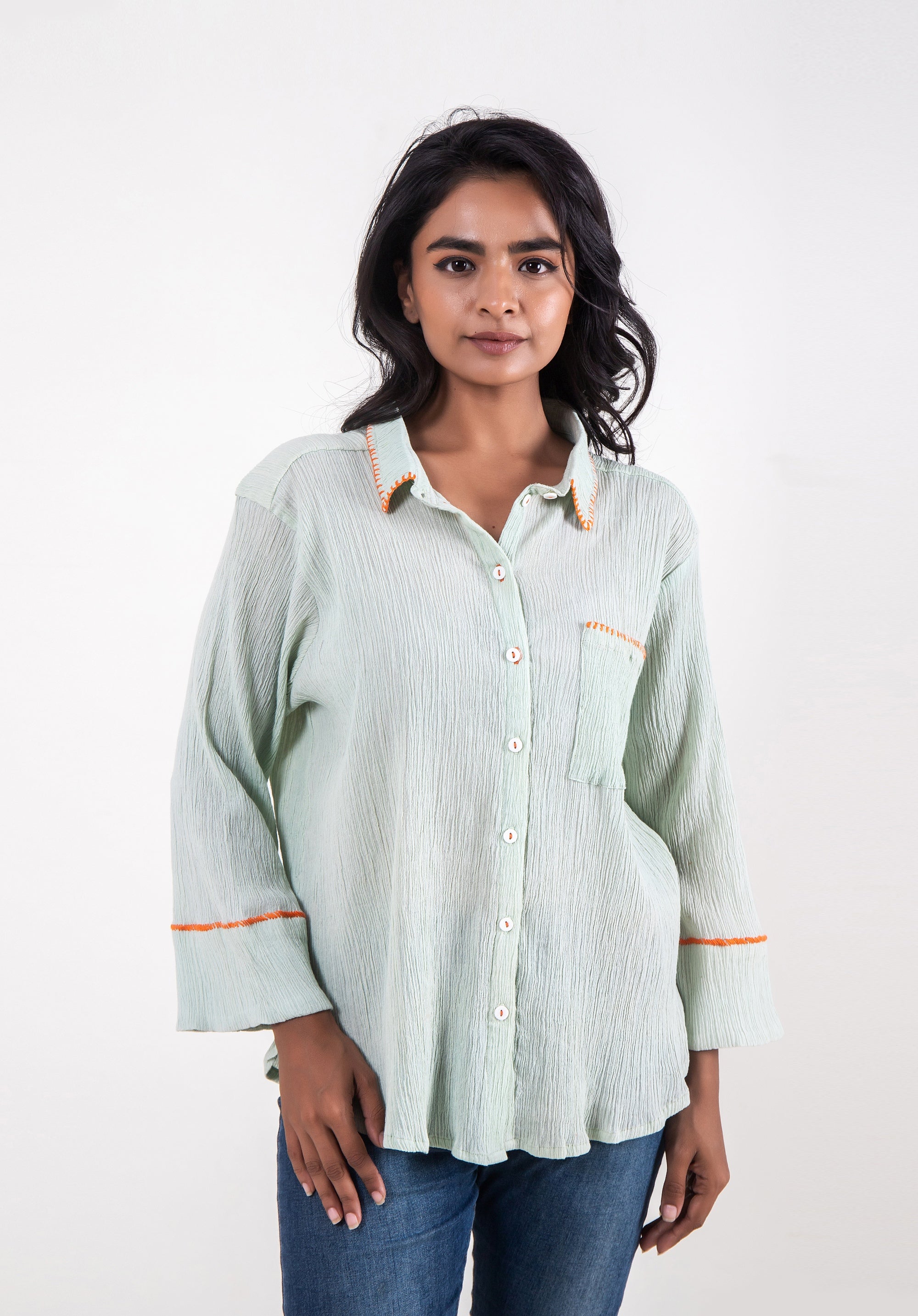 Women Oversized Piyu shirt Mint