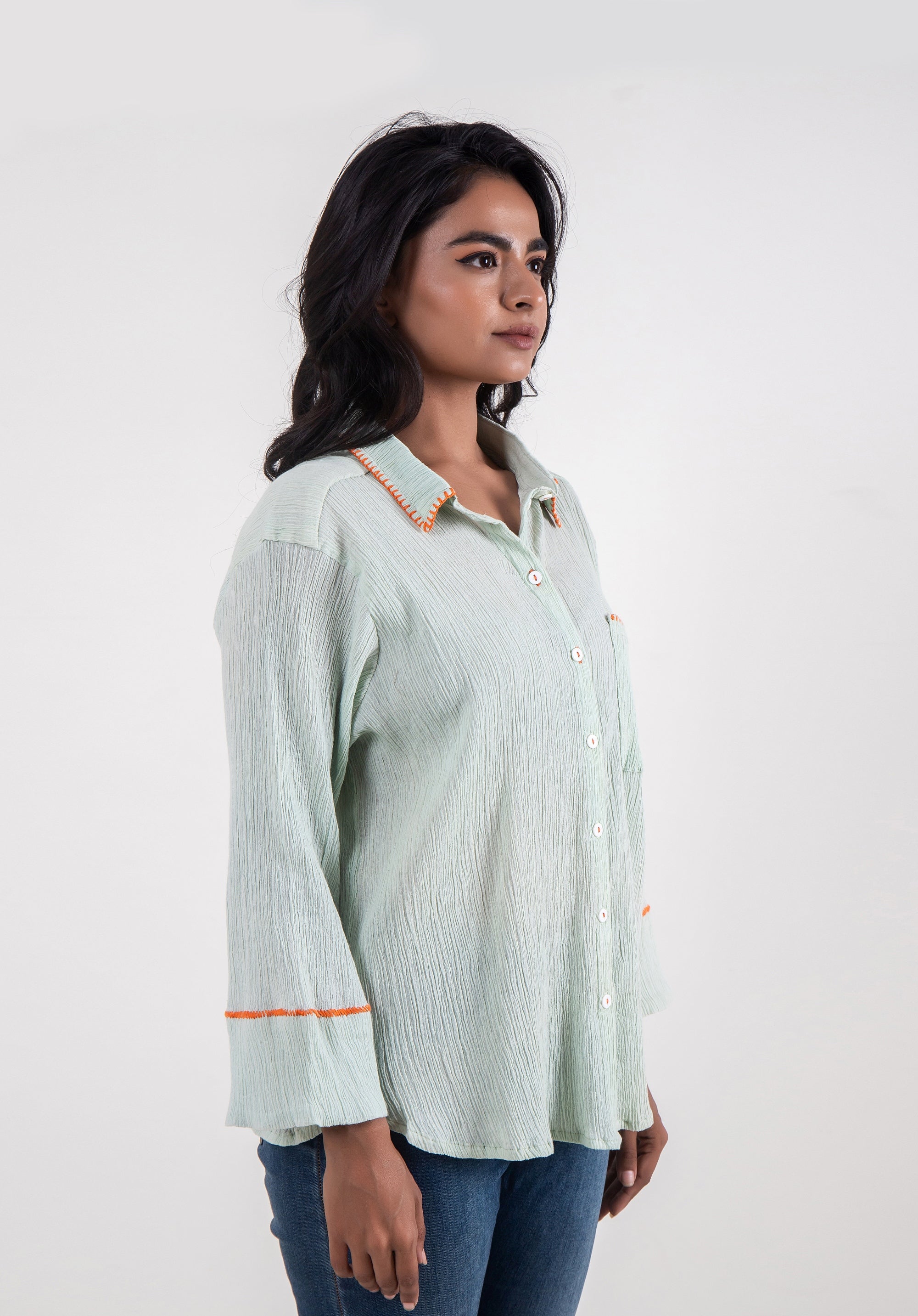 Women Oversized Piyu shirt Mint