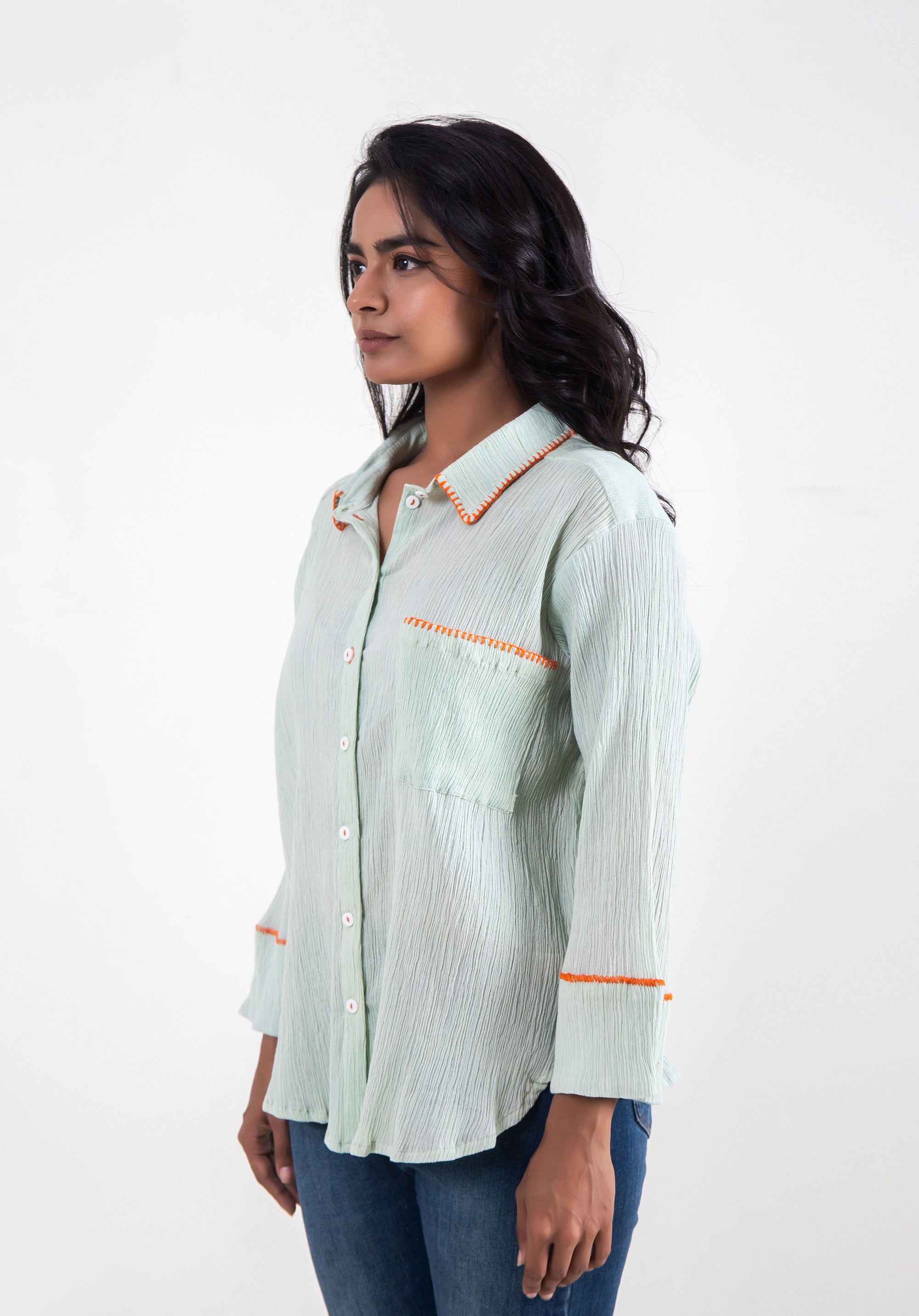 Women Oversized Piyu shirt Mint