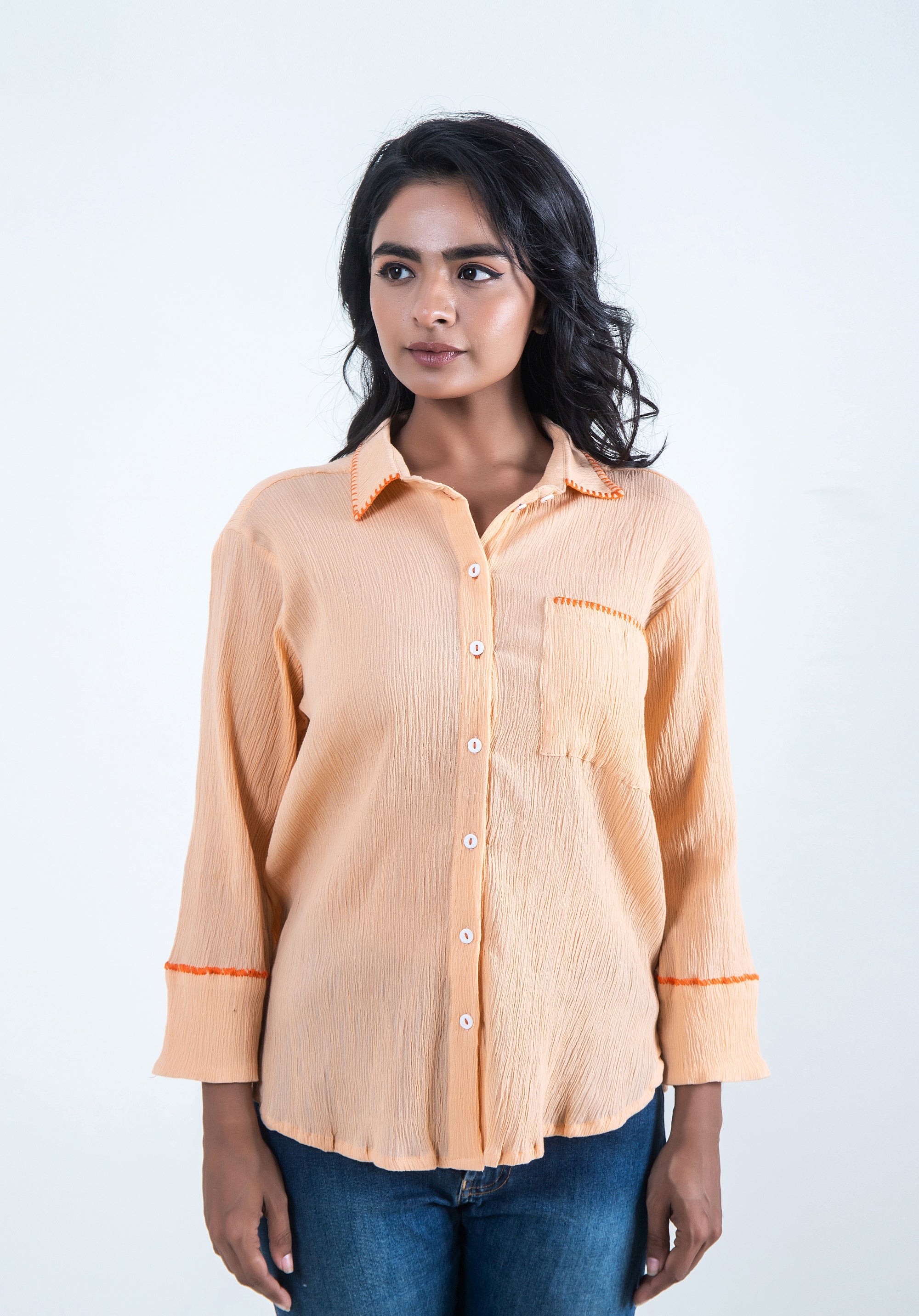 Women Oversized Piyu shirt Peach