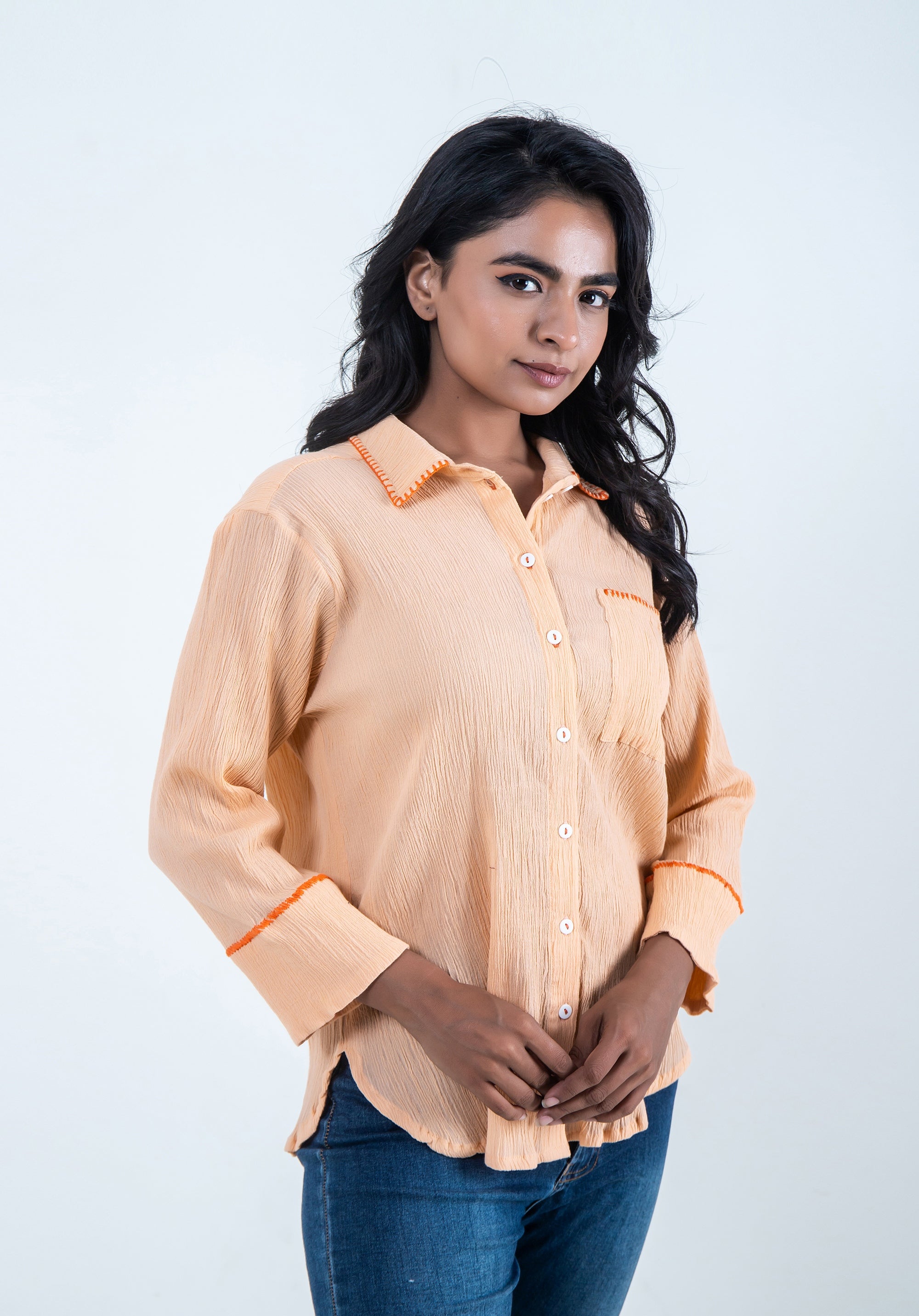 Women Oversized Piyu shirt Peach