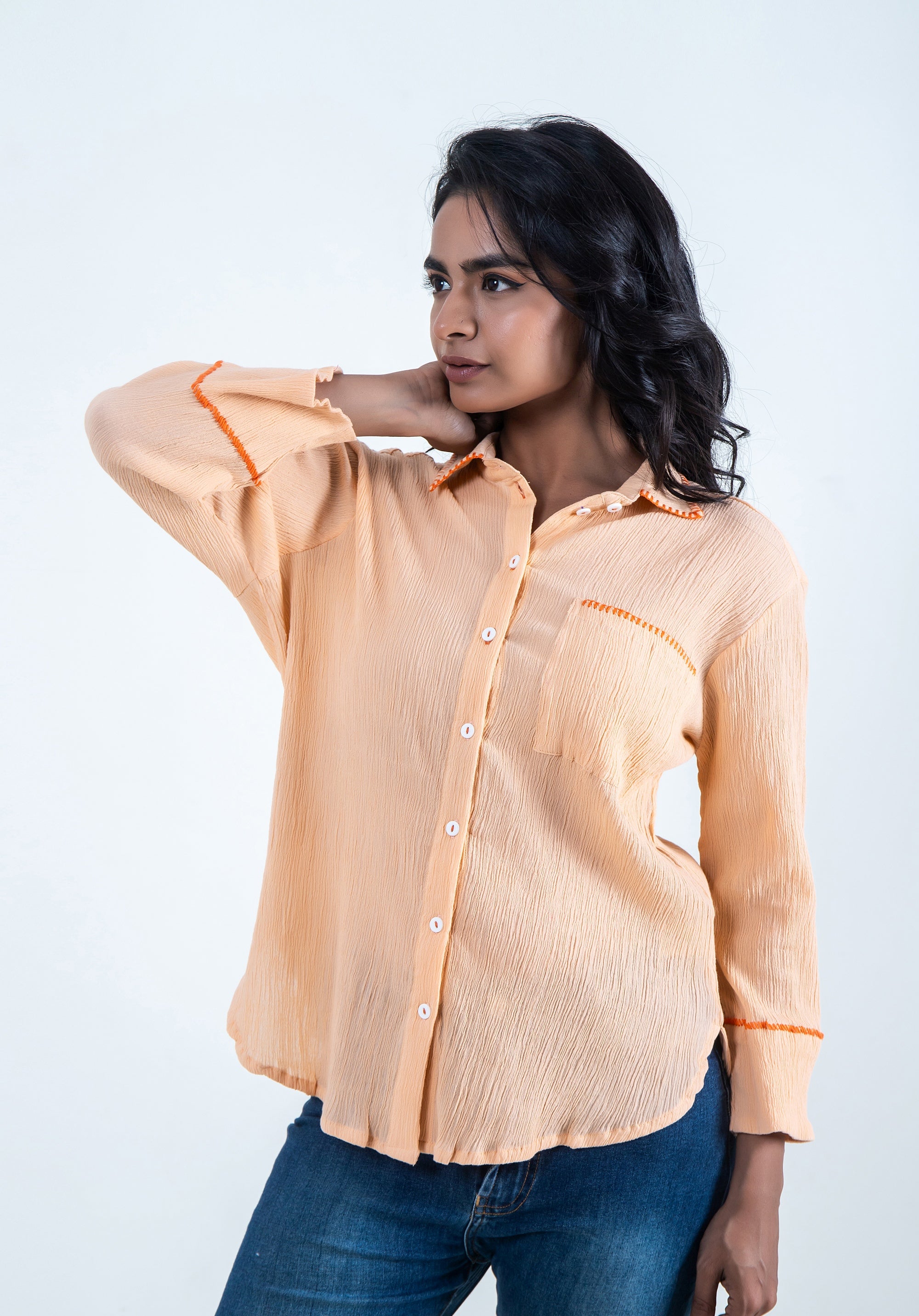 Women Oversized Piyu shirt Peach