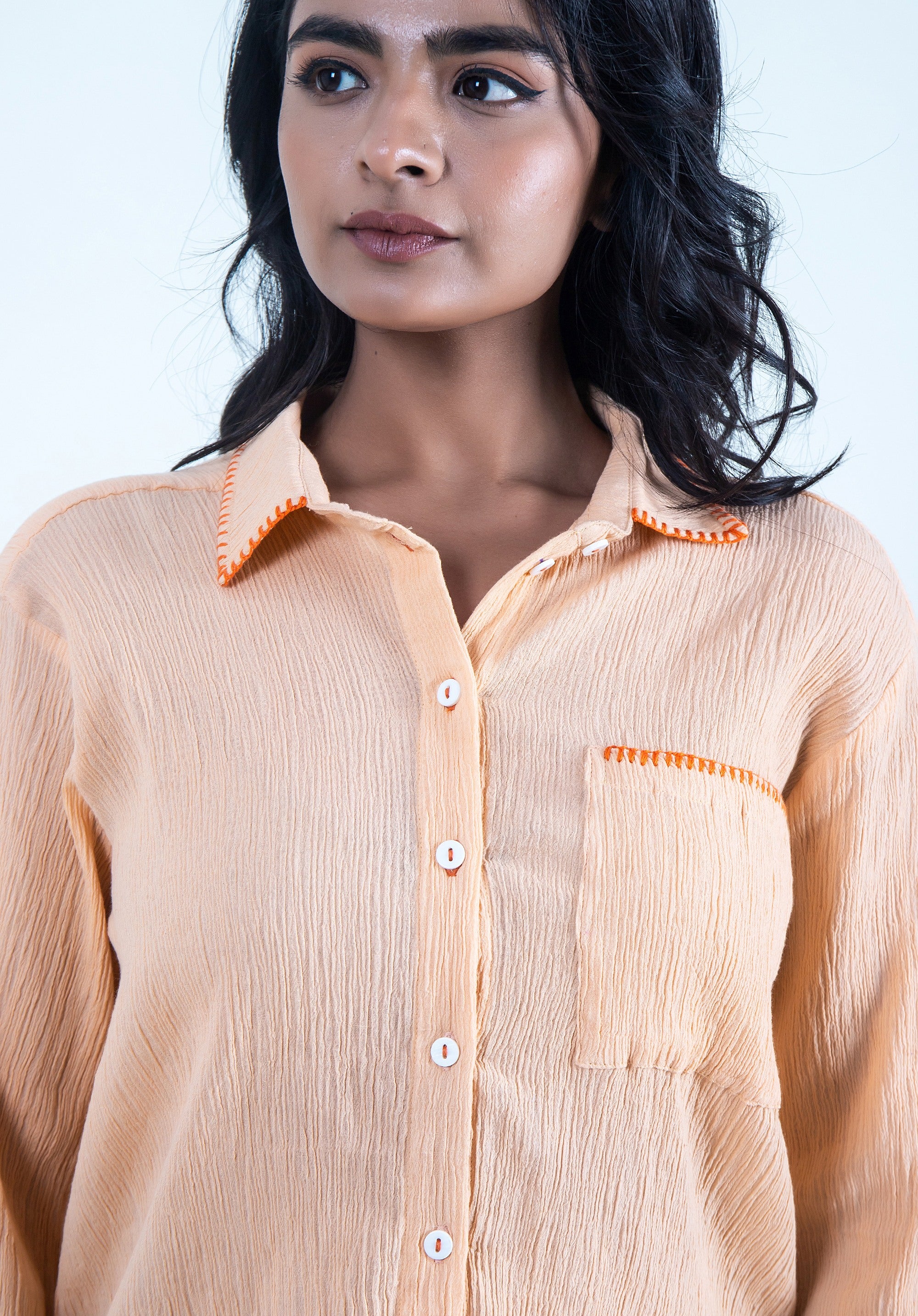 Women Oversized Piyu shirt Peach