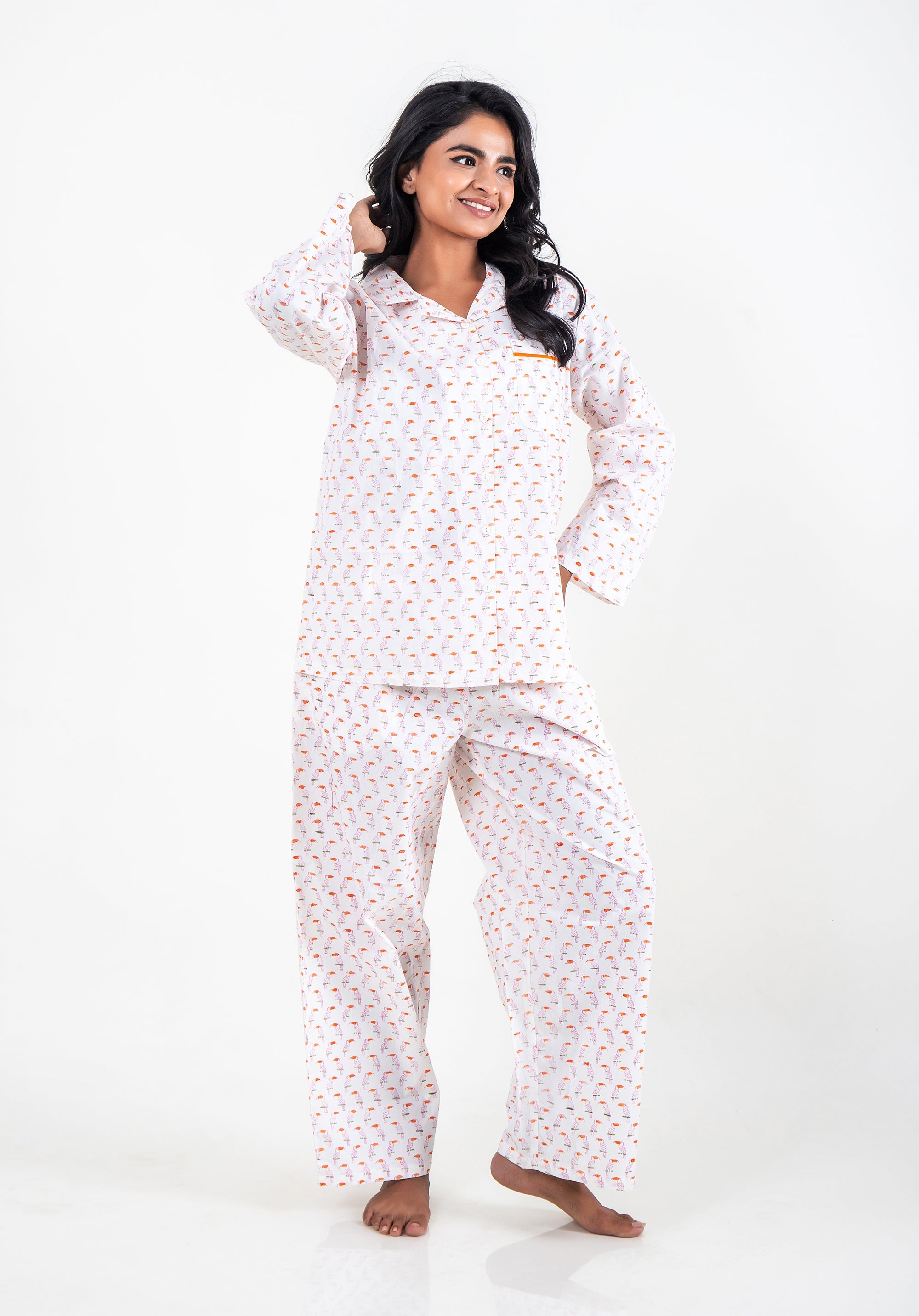 Premium cotton Women Nightsuit Toucan Pink
