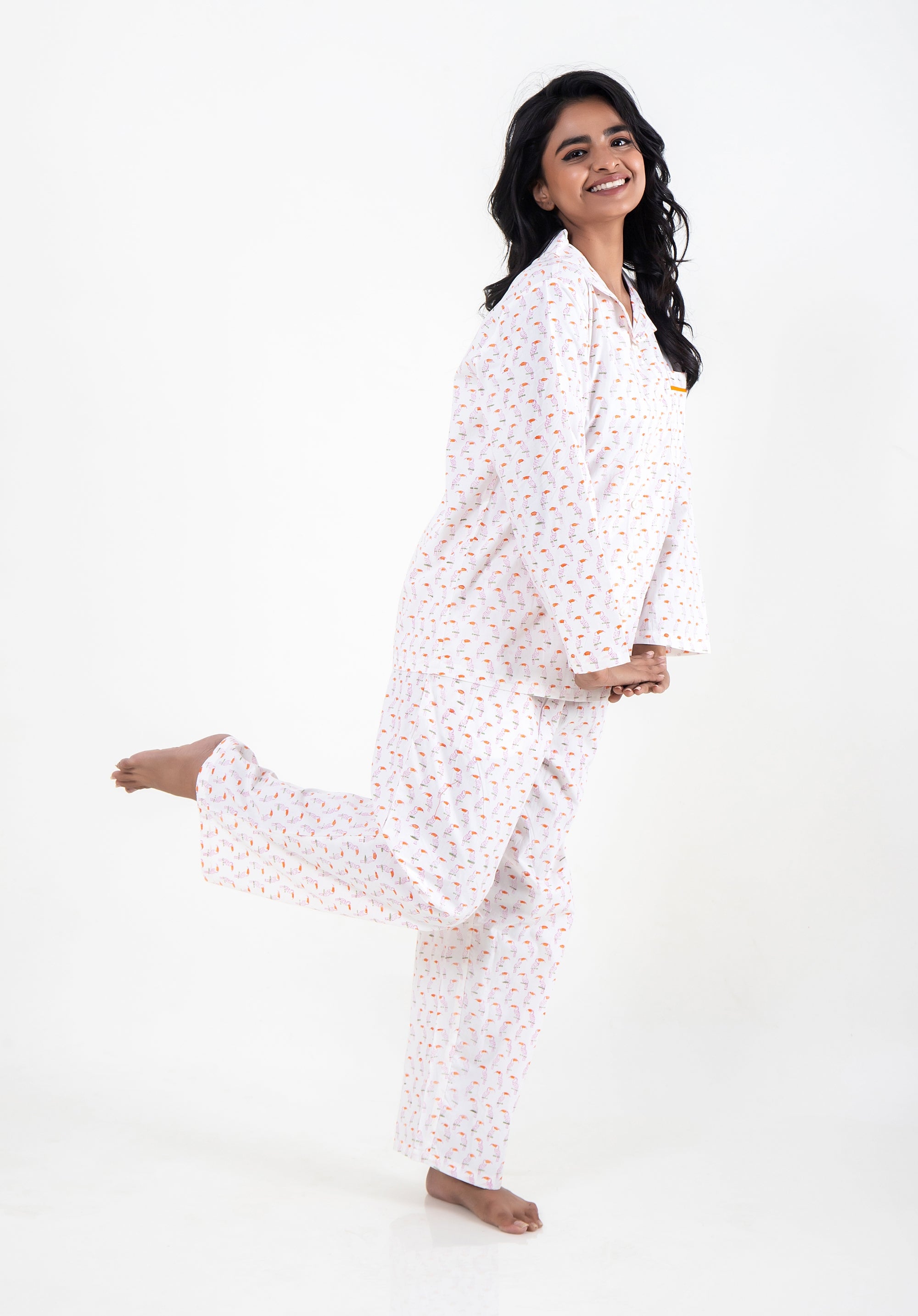 Premium cotton Women Nightsuit Toucan Pink