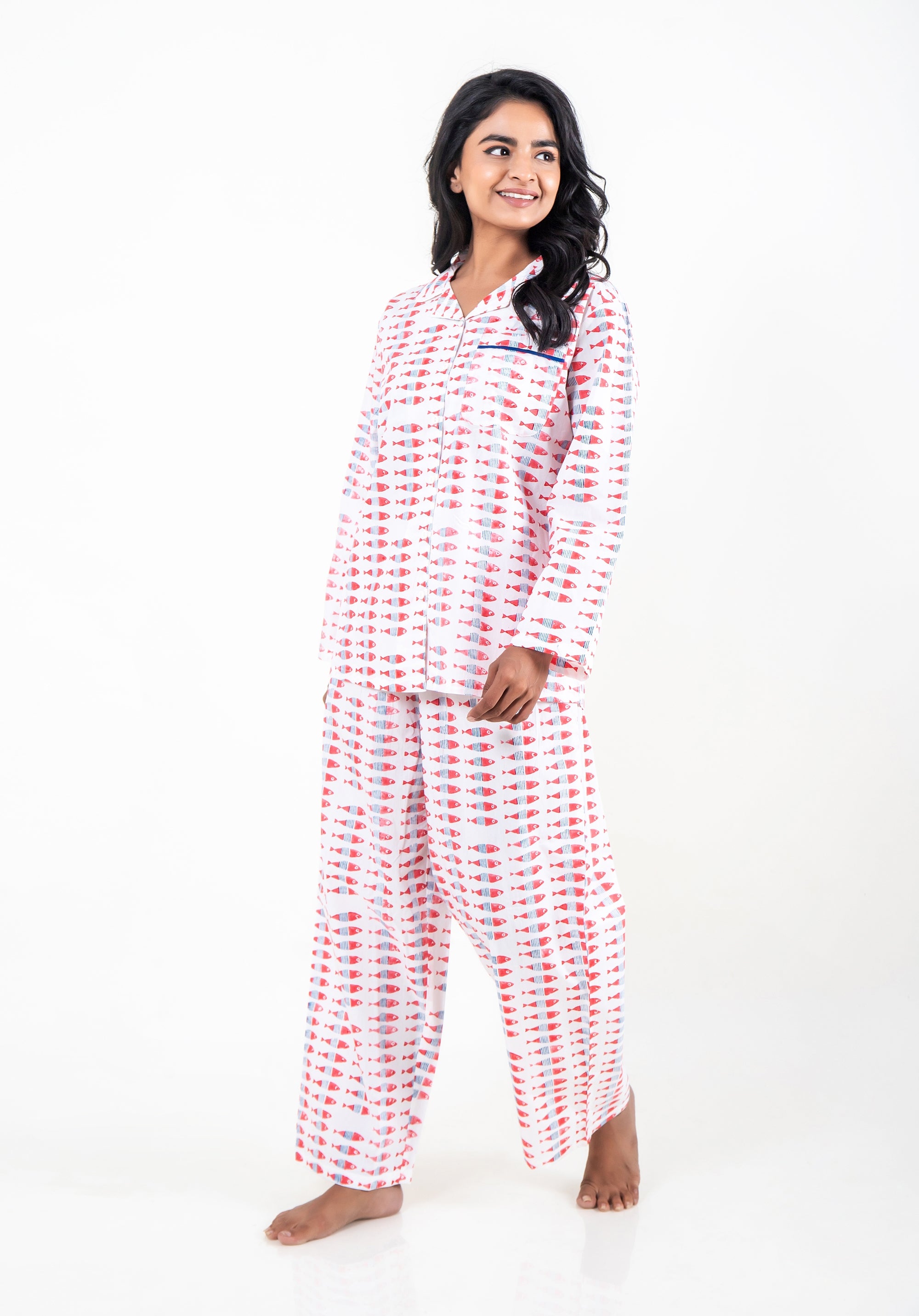 Premium cotton Women Nightsuit Fish Coral