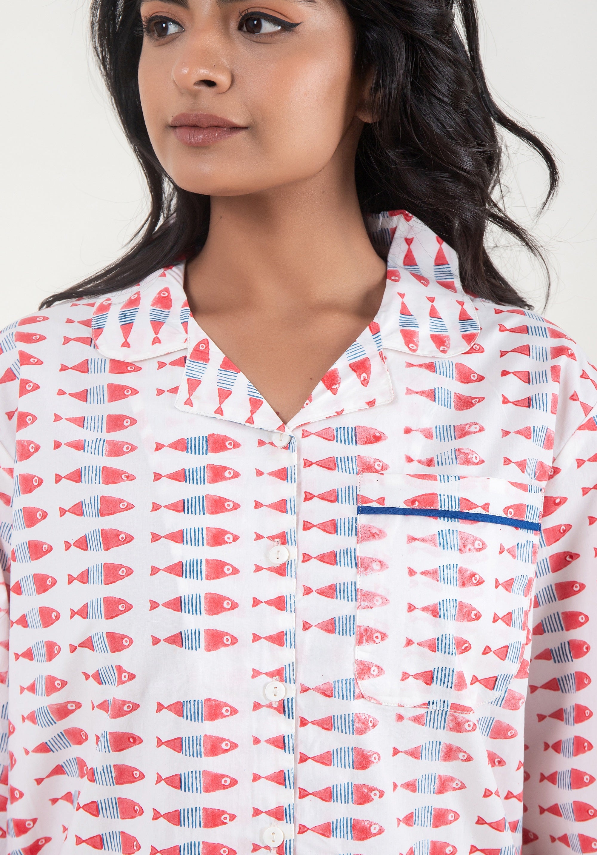 Premium cotton Women Nightsuit Fish Coral